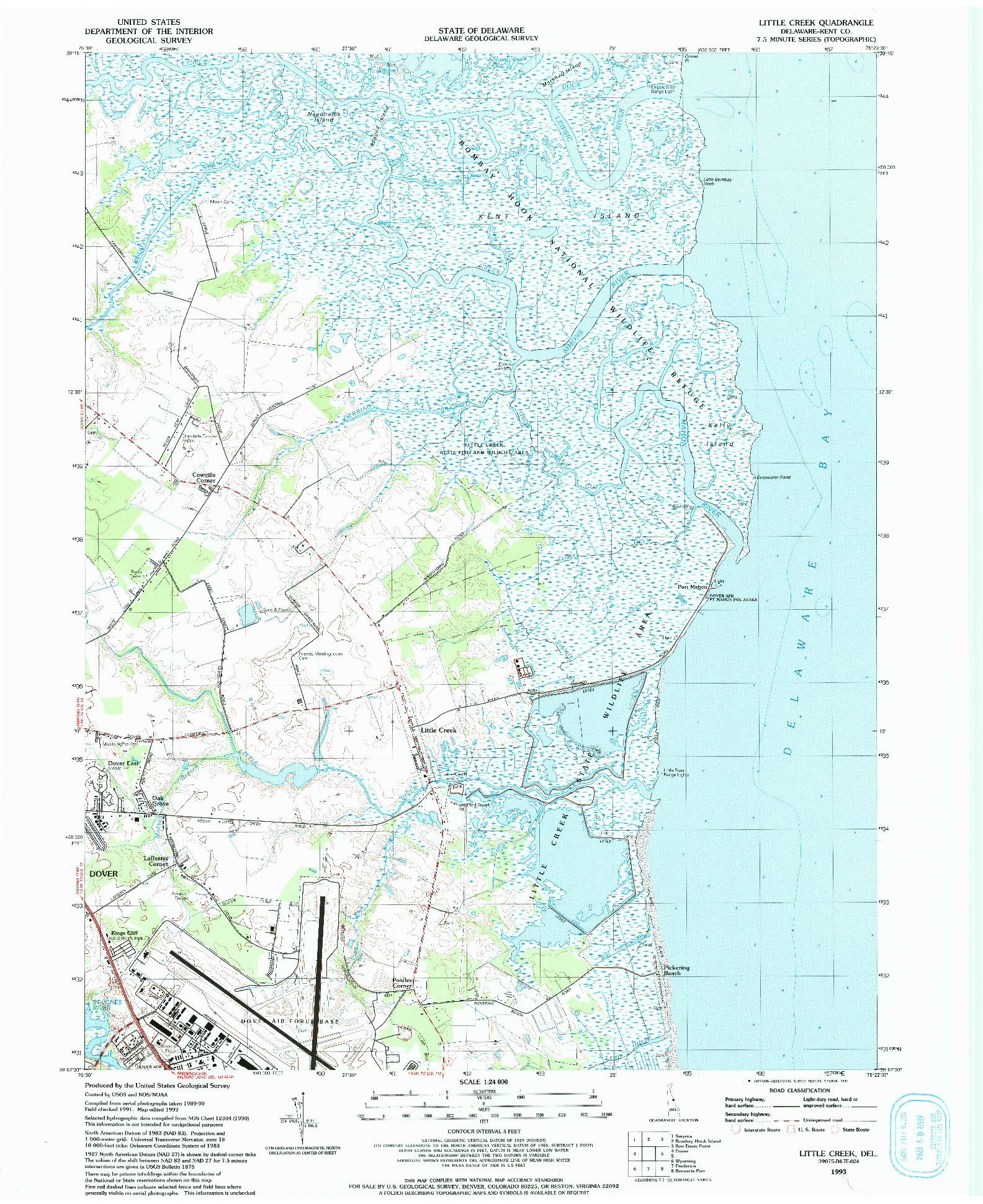 USGS 1:24000-SCALE QUADRANGLE FOR LITTLE CREEK, DE 1993