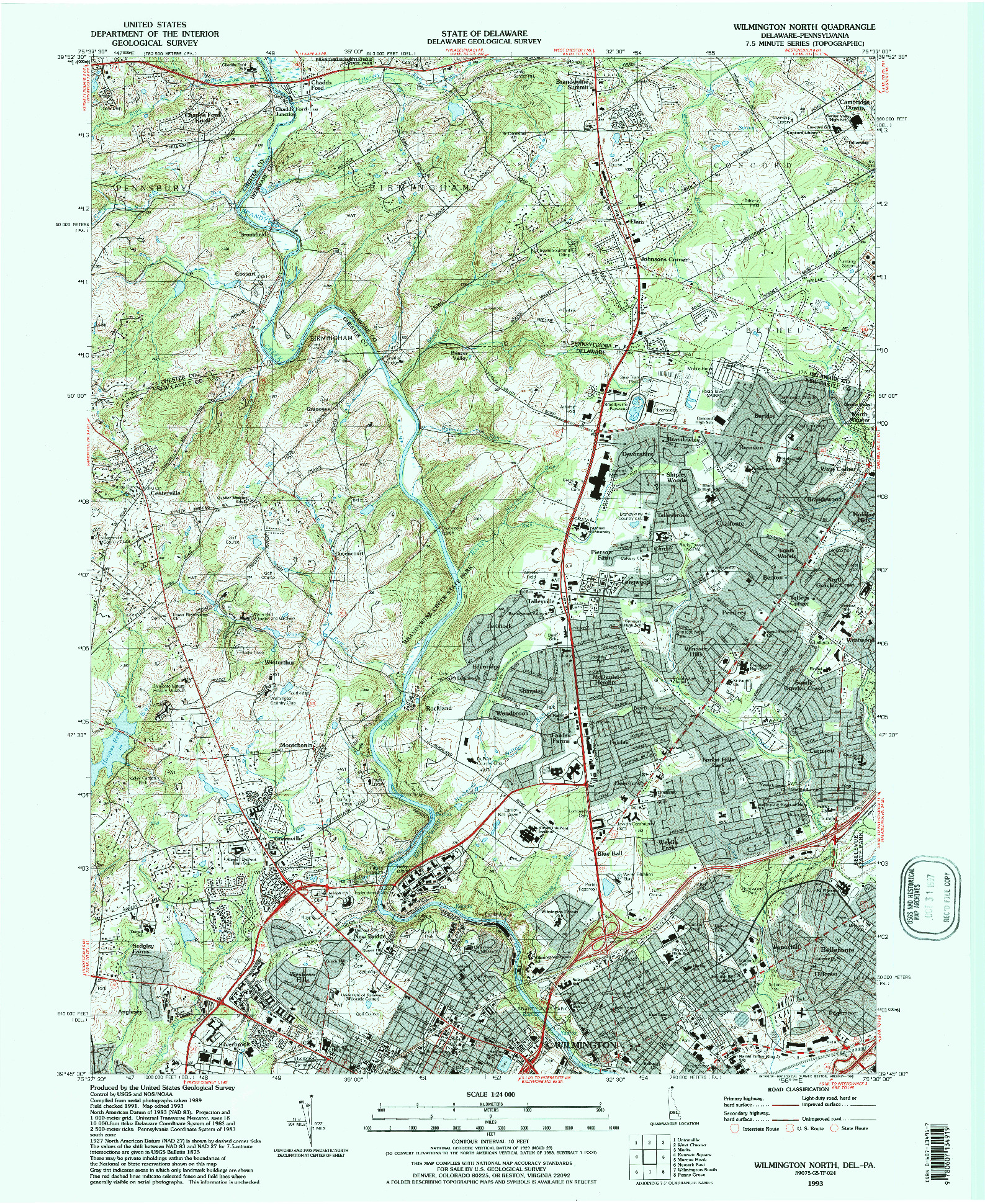 USGS 1:24000-SCALE QUADRANGLE FOR WILMINGTON NORTH, DE 1993