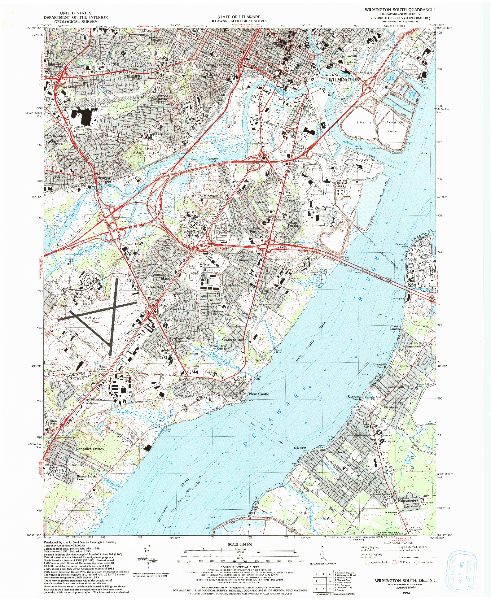 USGS 1:24000-SCALE QUADRANGLE FOR WILMINGTON SOUTH, DE 1993