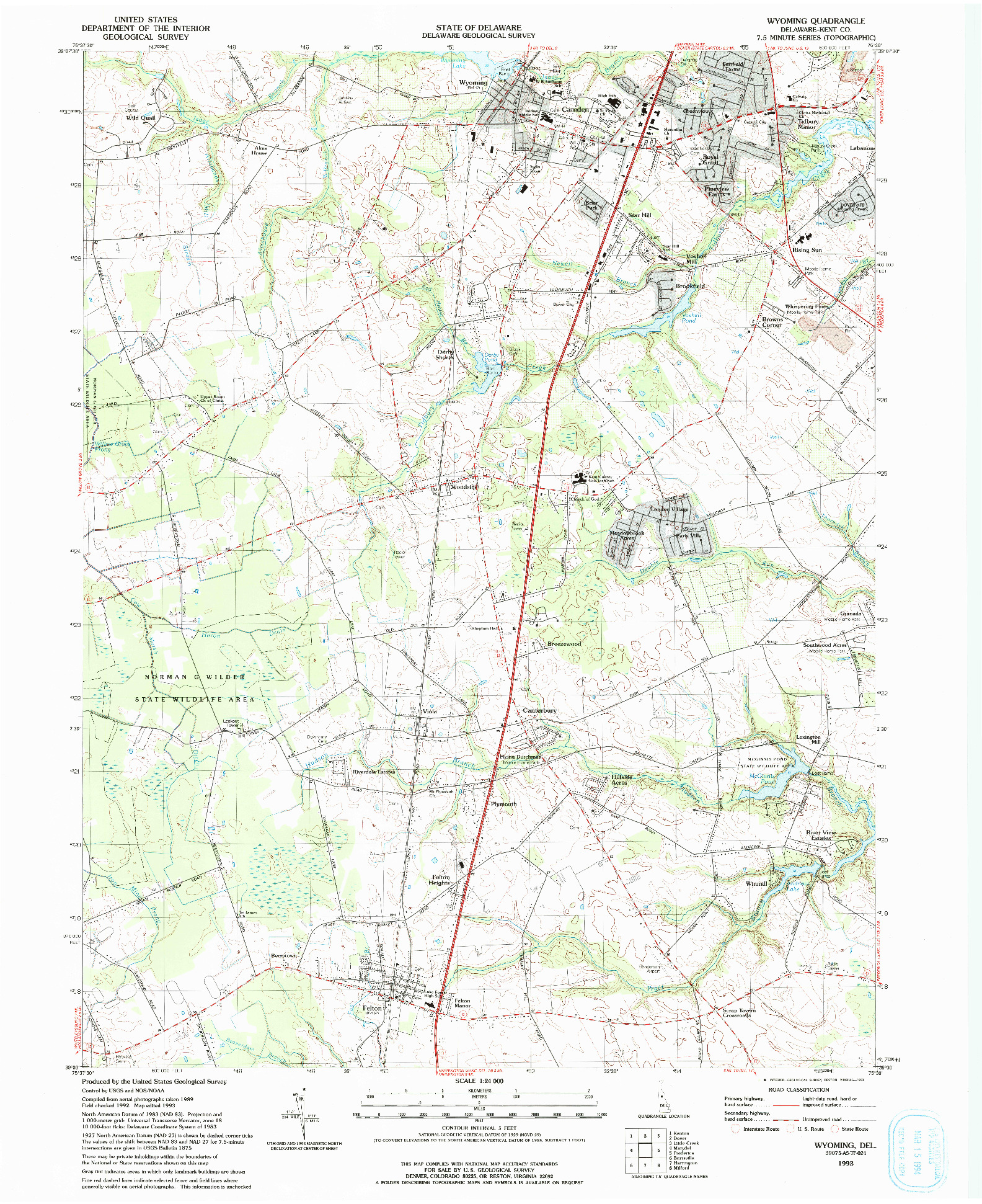 USGS 1:24000-SCALE QUADRANGLE FOR WYOMING, DE 1993