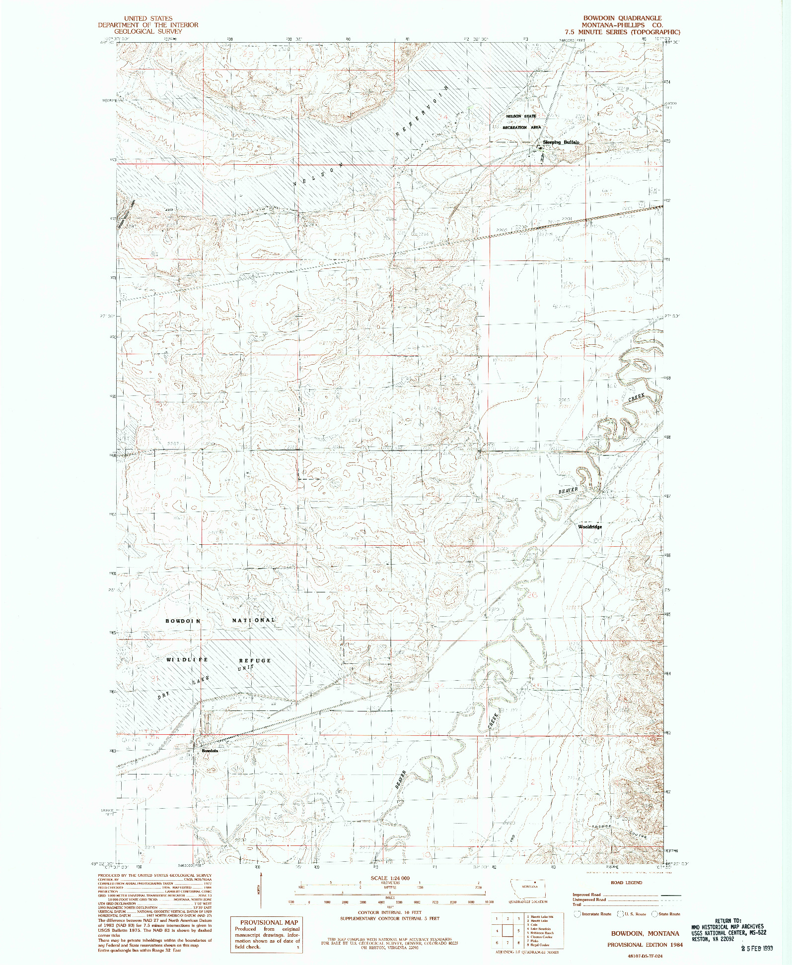USGS 1:24000-SCALE QUADRANGLE FOR BOWDOIN, MT 1984