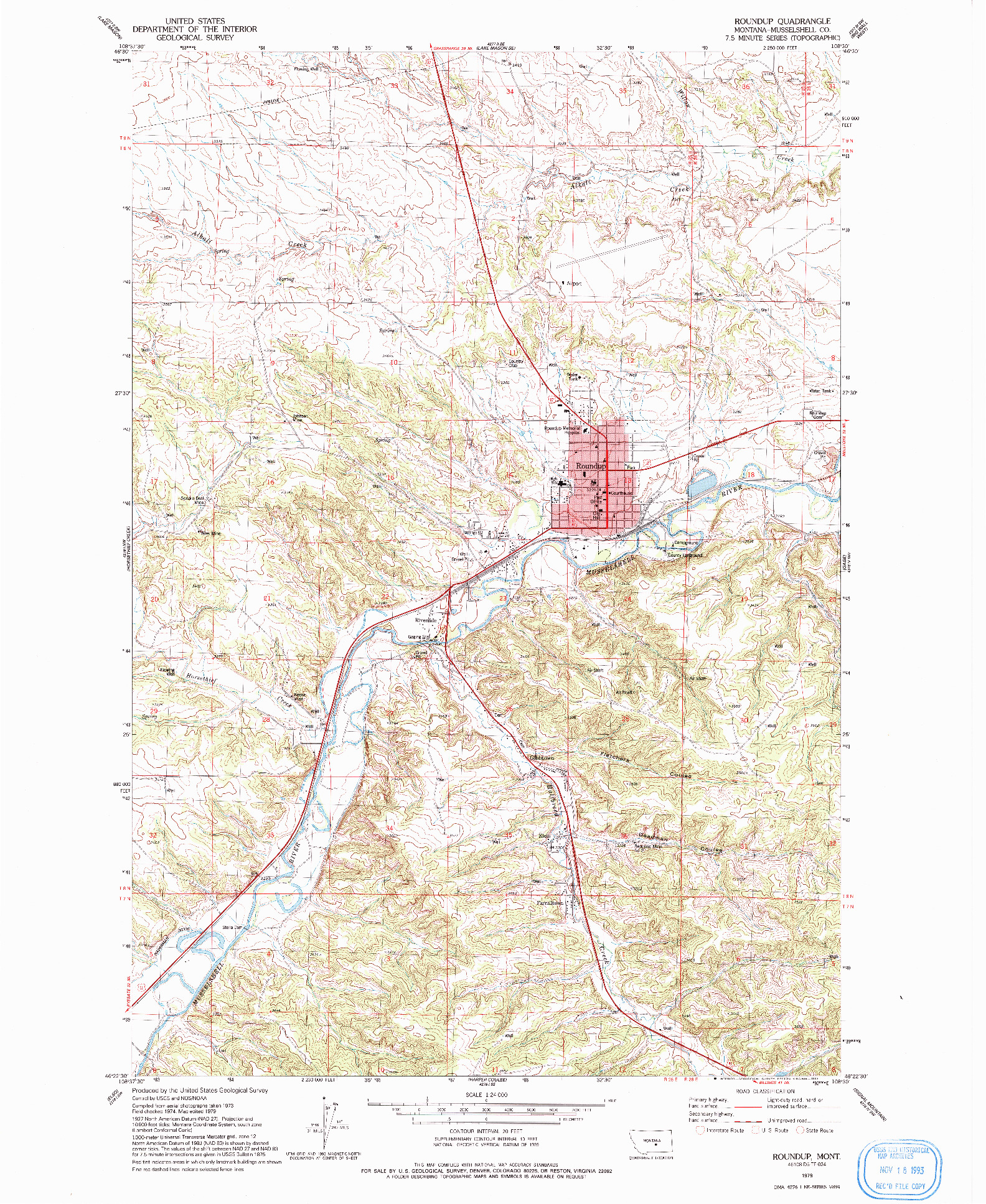 USGS 1:24000-SCALE QUADRANGLE FOR ROUNDUP, MT 1979