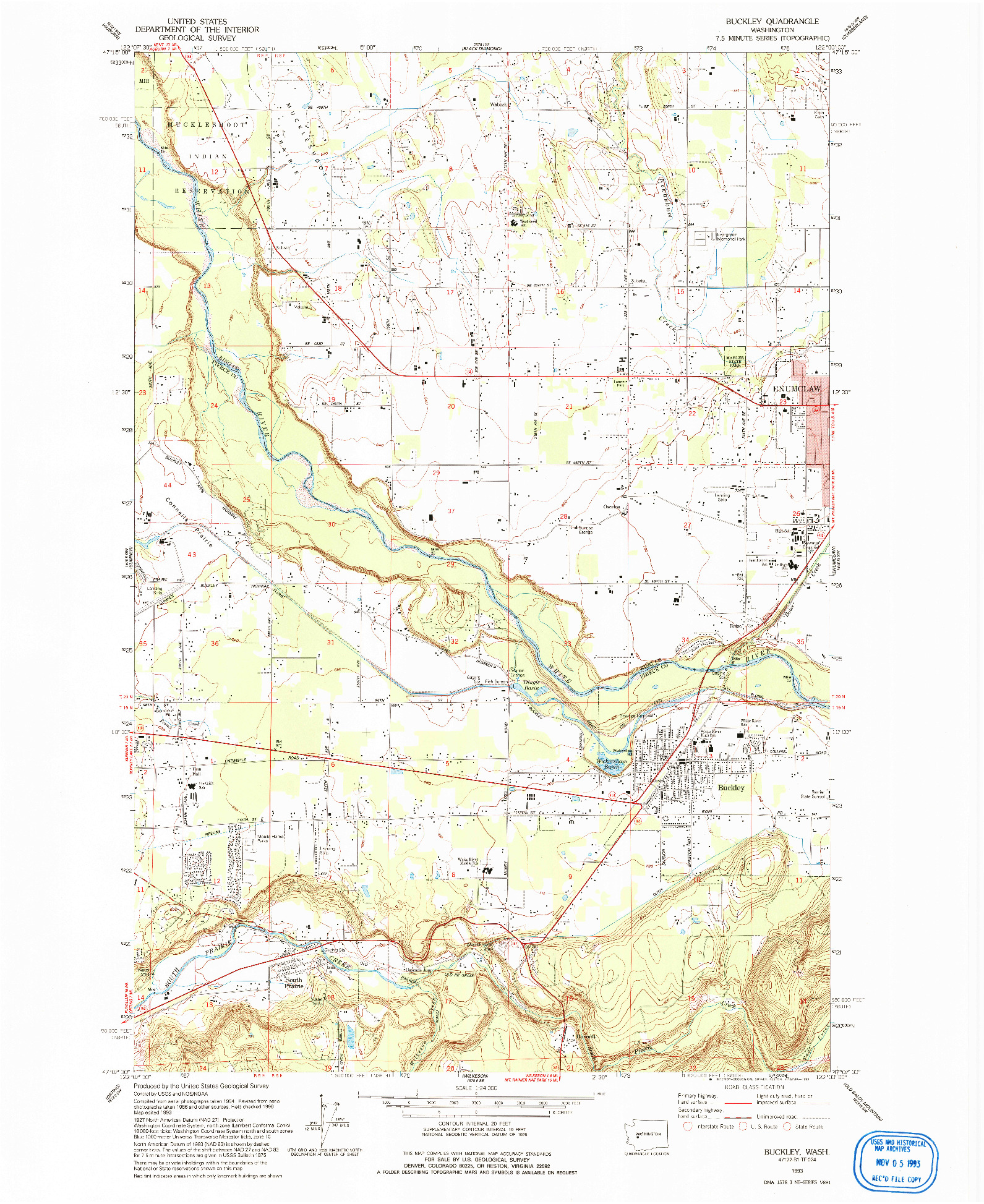 USGS 1:24000-SCALE QUADRANGLE FOR BUCKLEY, WA 1993