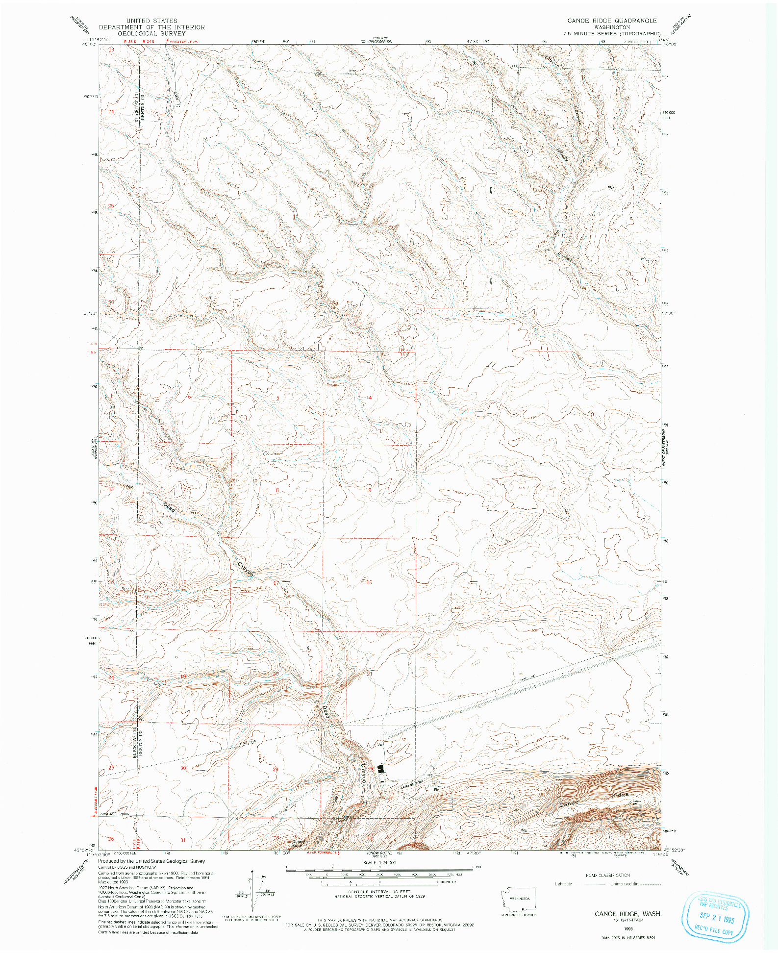 USGS 1:24000-SCALE QUADRANGLE FOR CANOE RIDGE, WA 1993