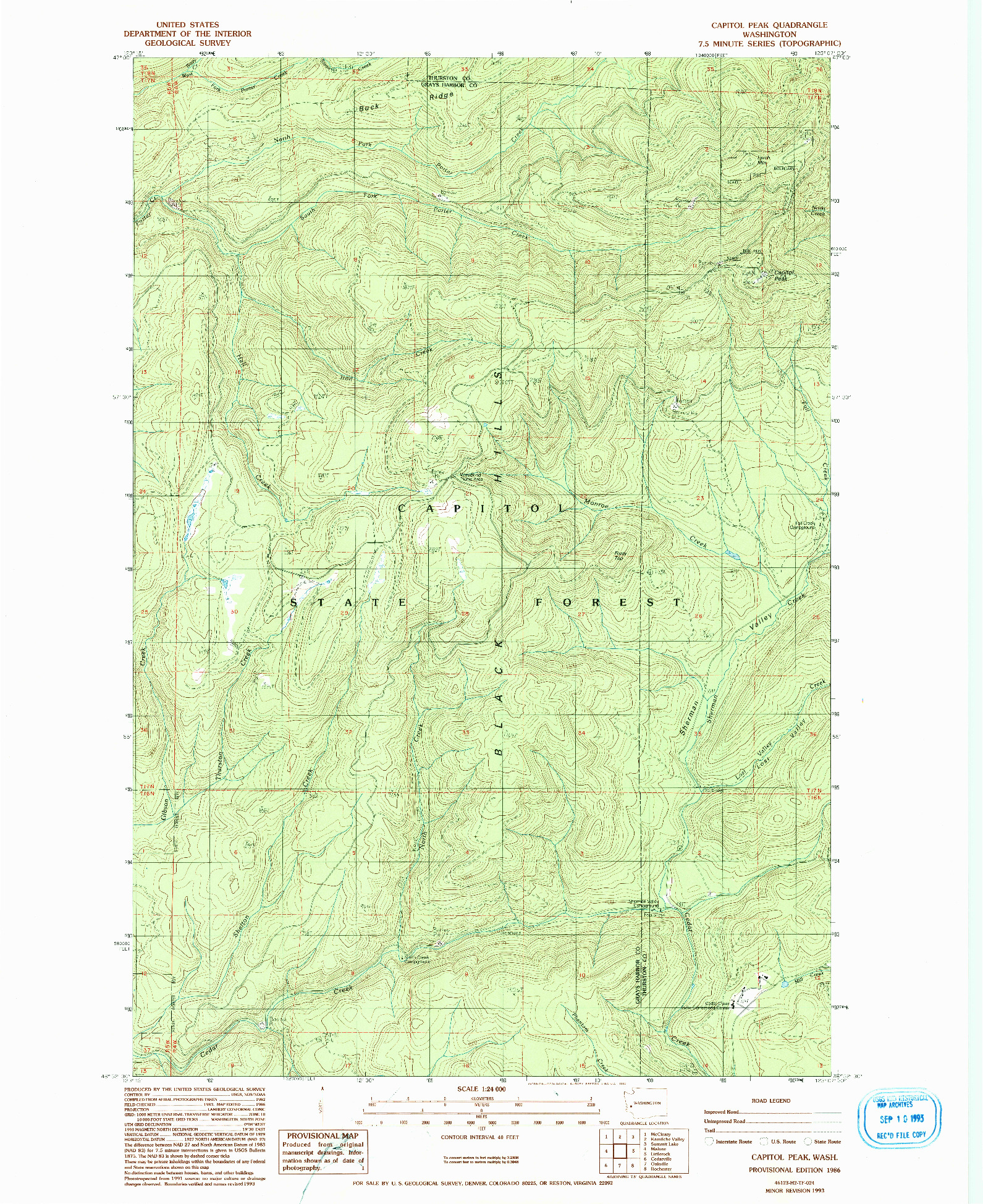 USGS 1:24000-SCALE QUADRANGLE FOR CAPITOL PEAK, WA 1986