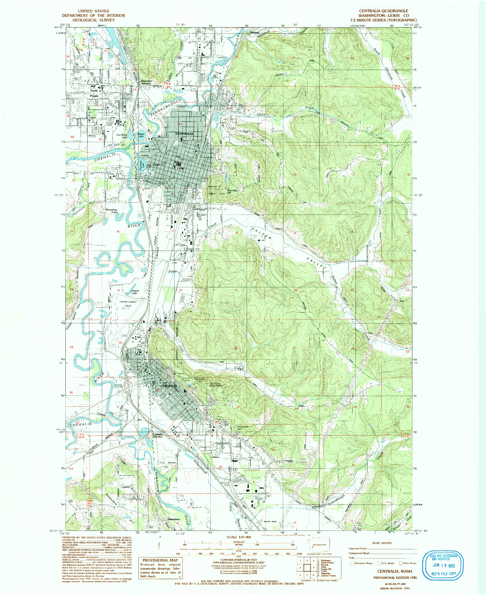 USGS 1:24000-SCALE QUADRANGLE FOR CENTRALIA, WA 1985