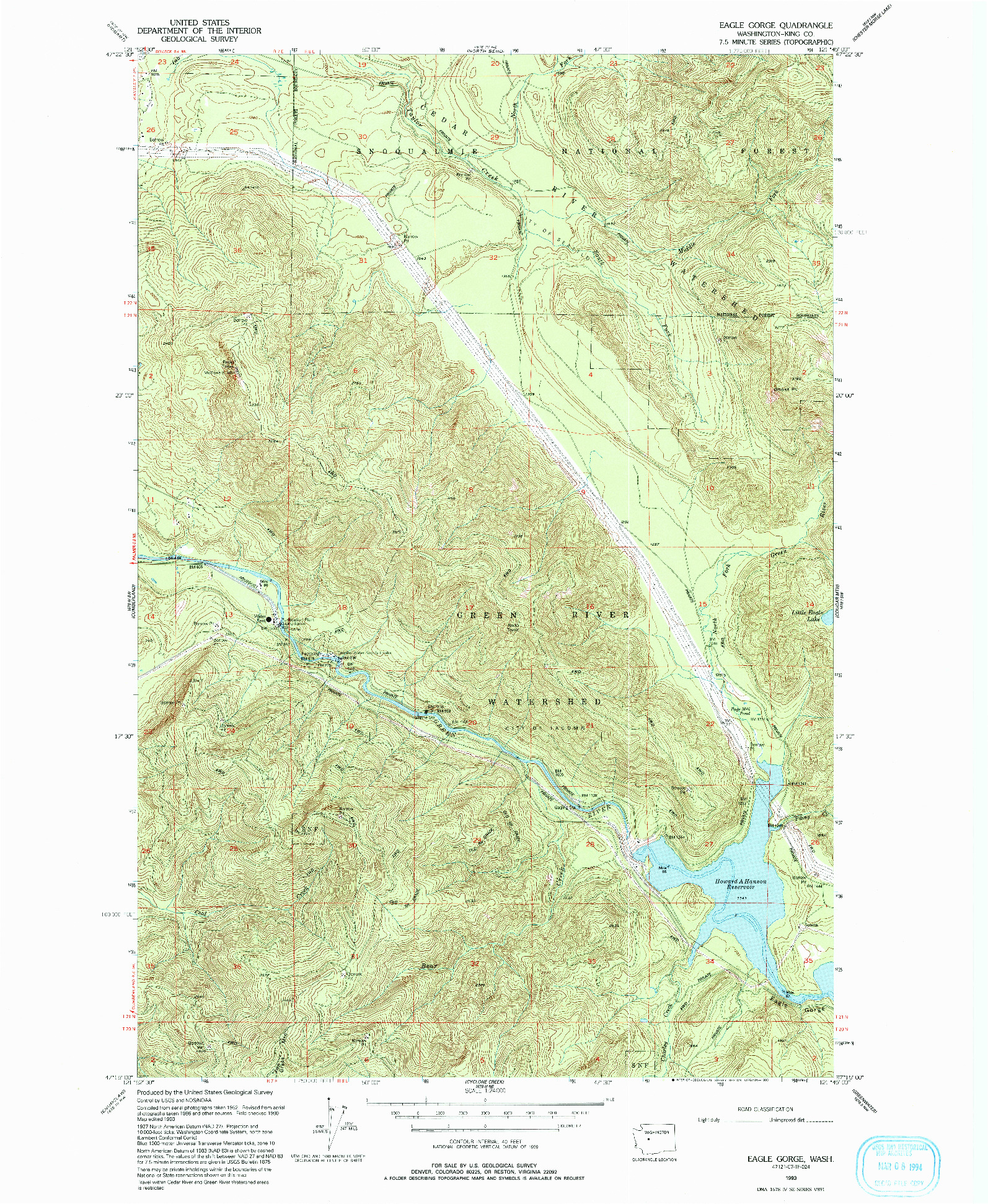 USGS 1:24000-SCALE QUADRANGLE FOR EAGLE GORGE, WA 1993