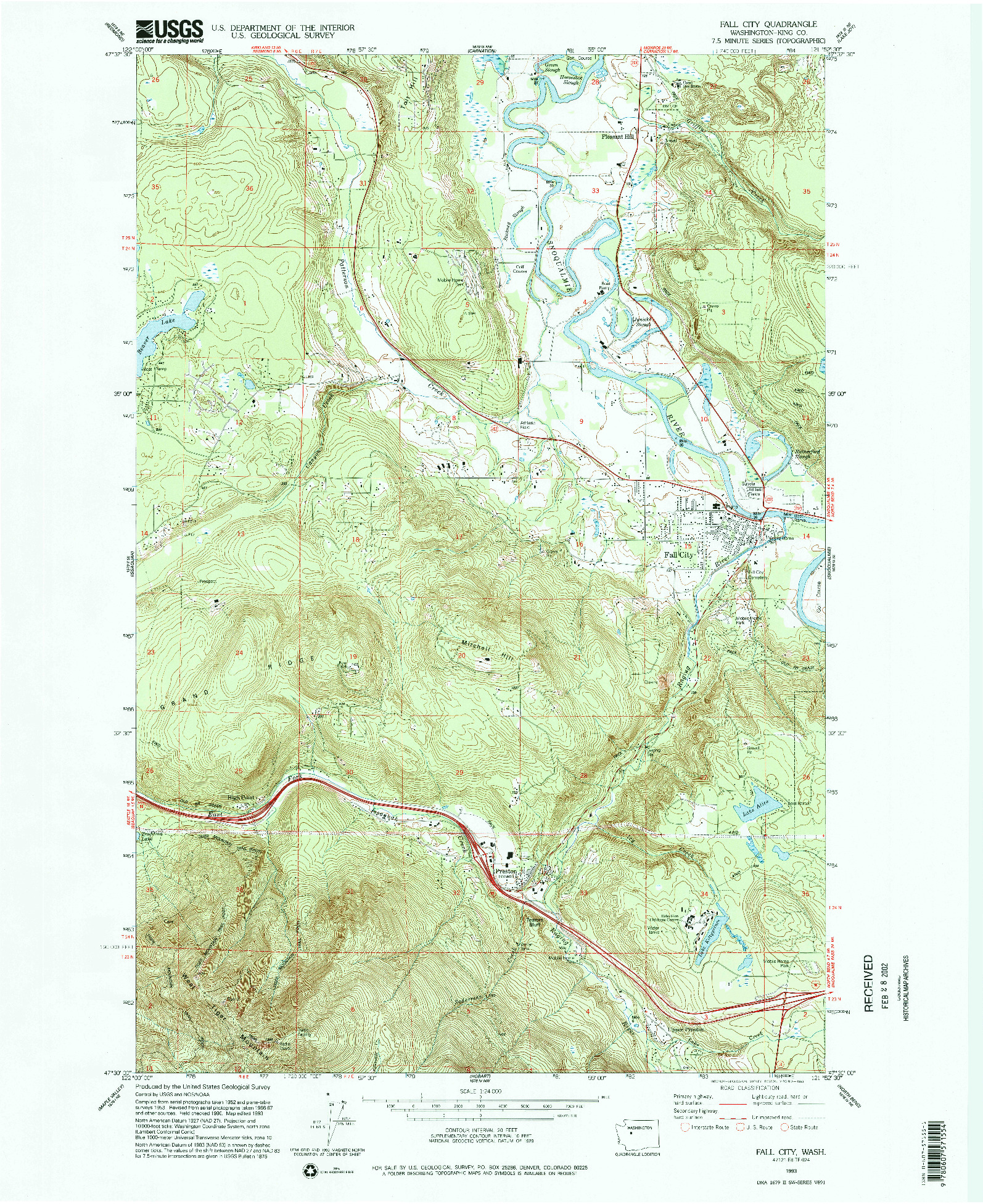 USGS 1:24000-SCALE QUADRANGLE FOR FALL CITY, WA 1993