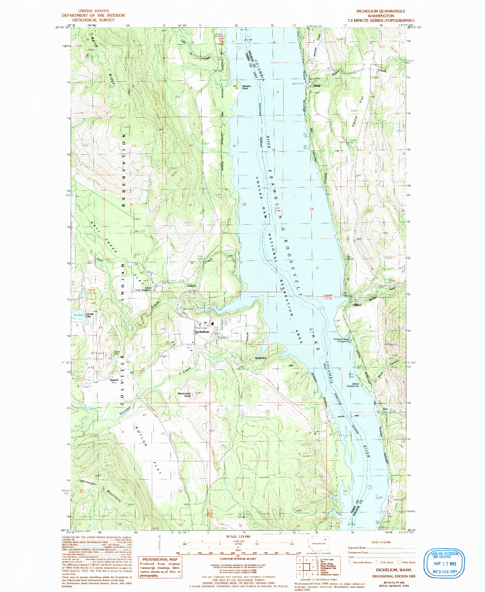 USGS 1:24000-SCALE QUADRANGLE FOR INCHELIUM, WA 1985