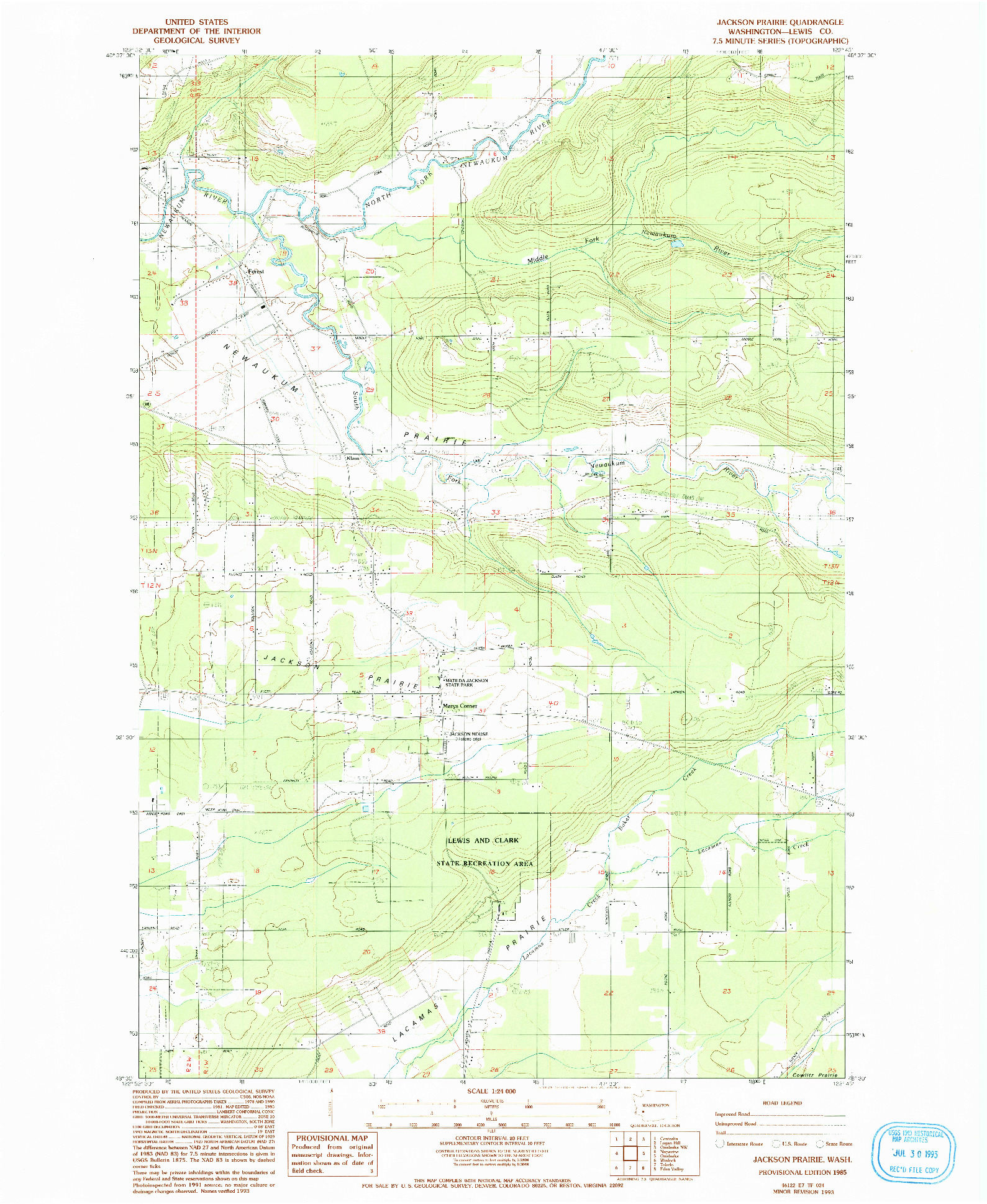 USGS 1:24000-SCALE QUADRANGLE FOR JACKSON PRAIRIE, WA 1985