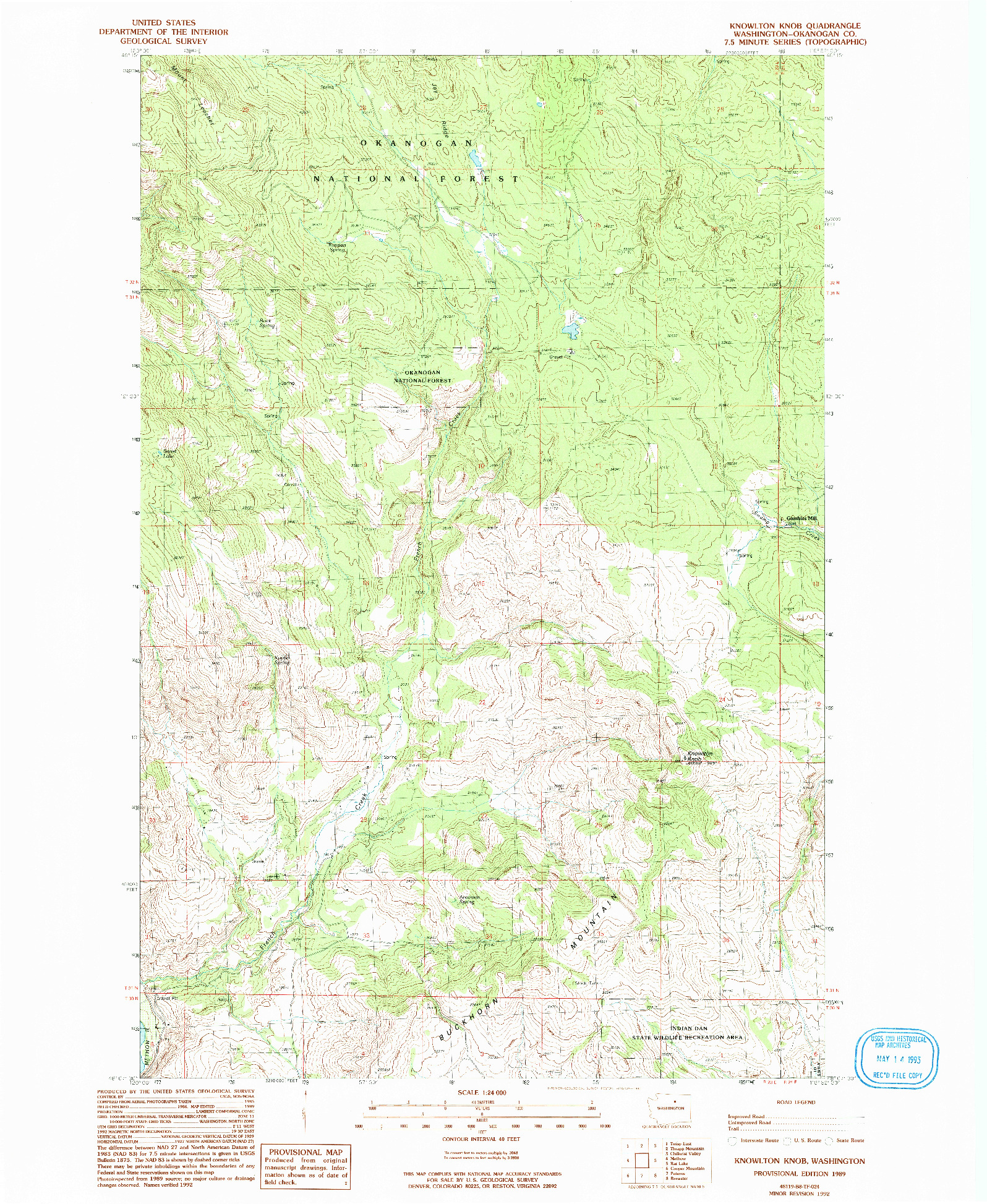 USGS 1:24000-SCALE QUADRANGLE FOR KNOWLTON KNOB, WA 1989