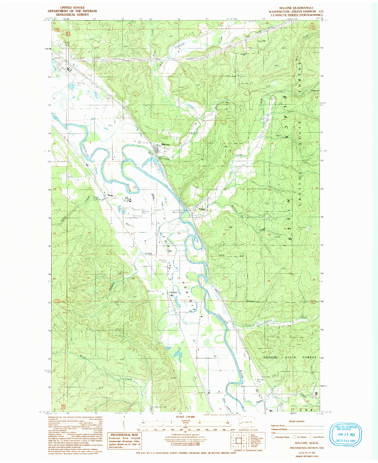 USGS 1:24000-SCALE QUADRANGLE FOR MALONE, WA 1986