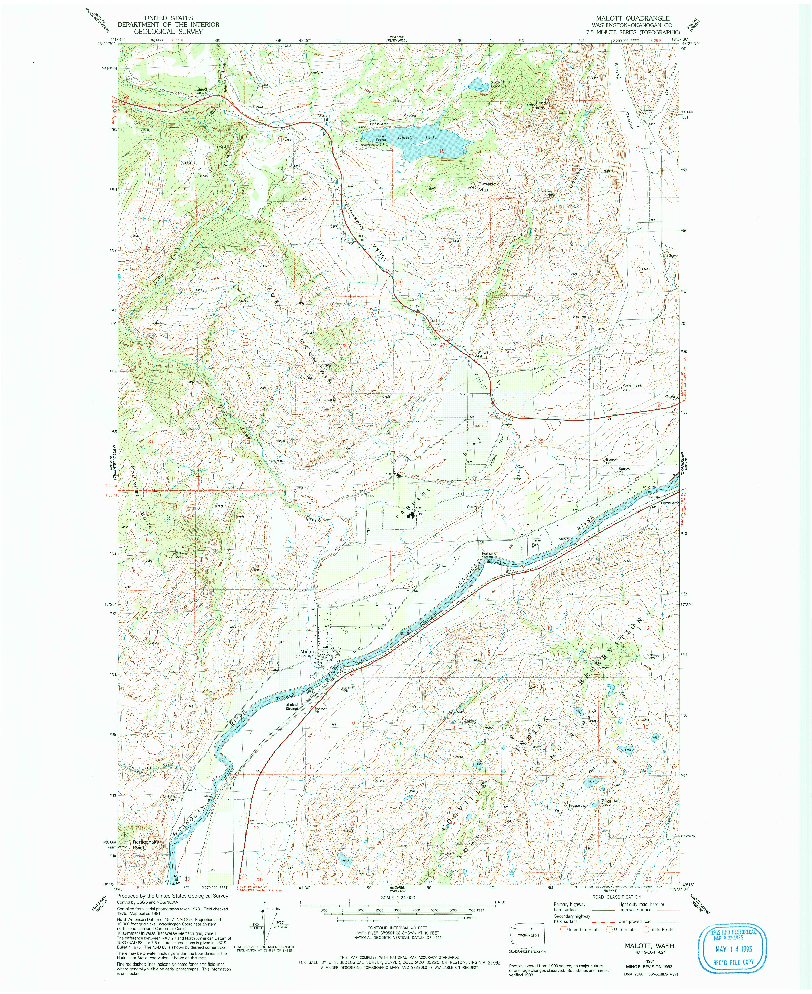 USGS 1:24000-SCALE QUADRANGLE FOR MALOTT, WA 1981