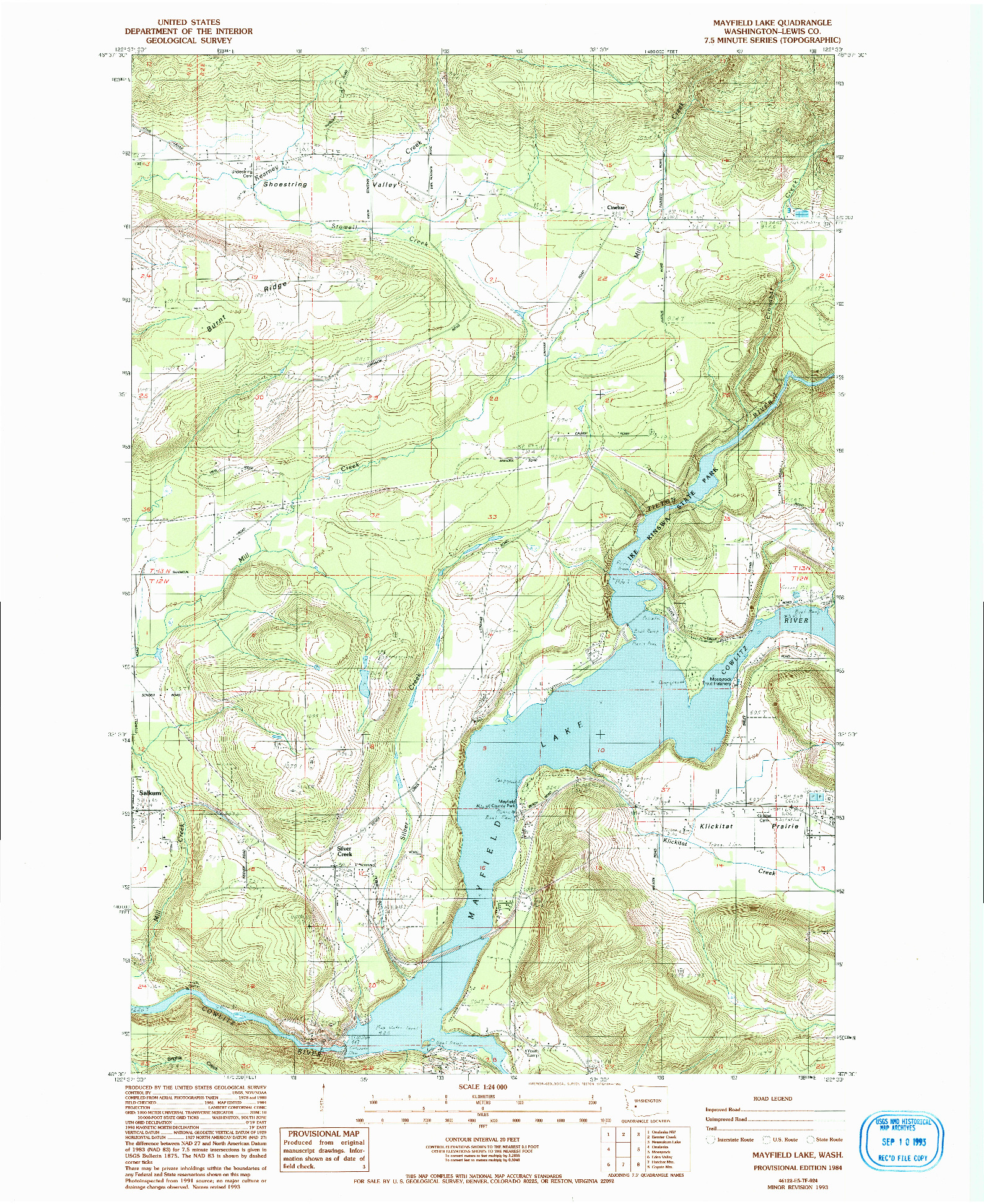 USGS 1:24000-SCALE QUADRANGLE FOR MAYFIELD LAKE, WA 1984