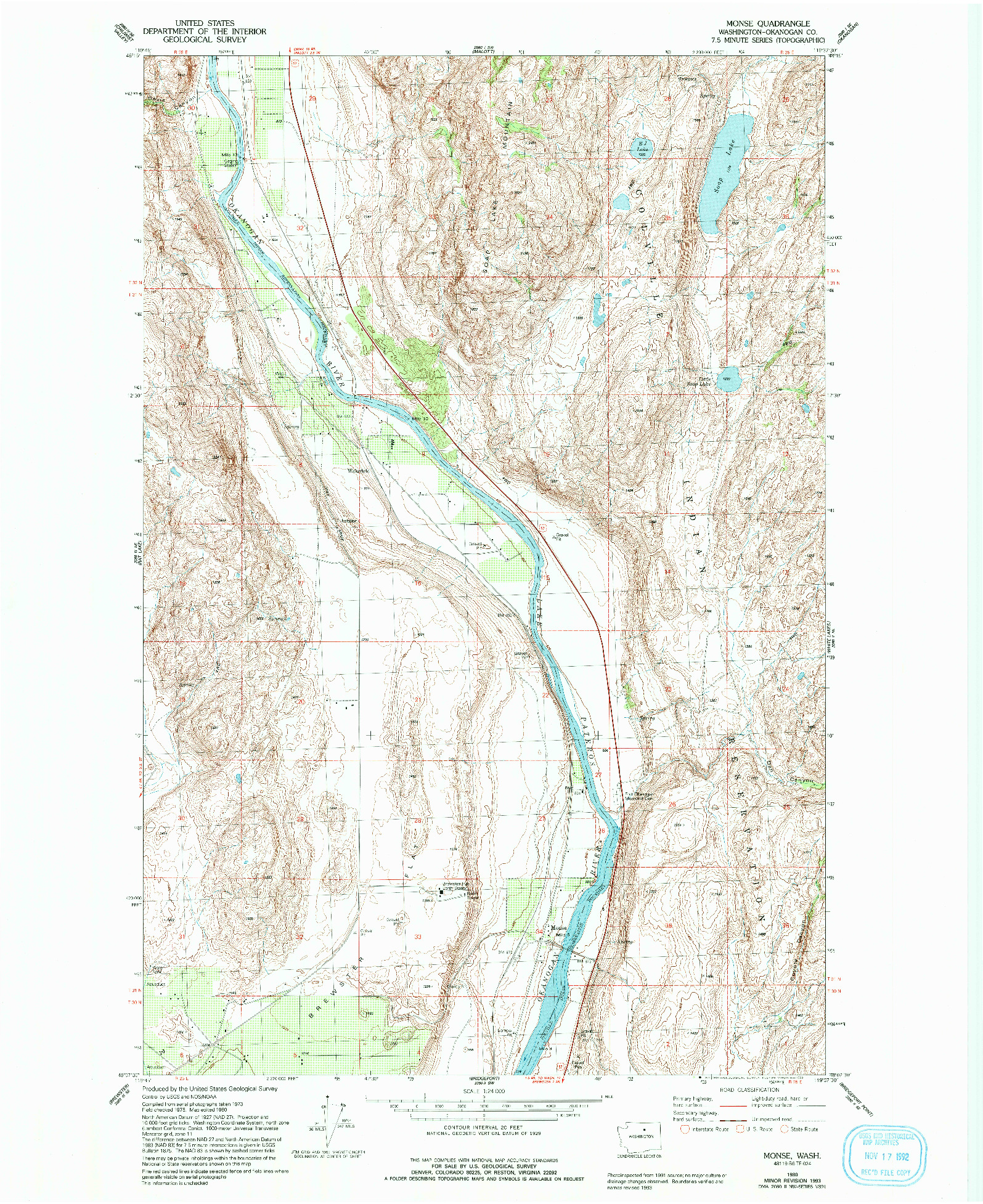 USGS 1:24000-SCALE QUADRANGLE FOR MONSE, WA 1993