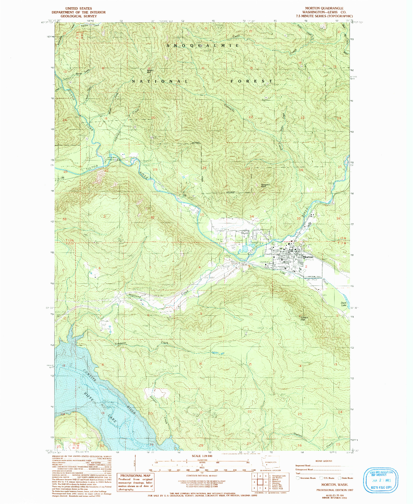 USGS 1:24000-SCALE QUADRANGLE FOR MORTON, WA 1987