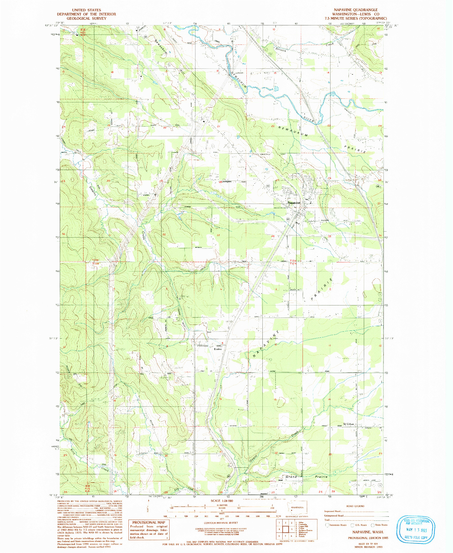 USGS 1:24000-SCALE QUADRANGLE FOR NAPAVINE, WA 1985