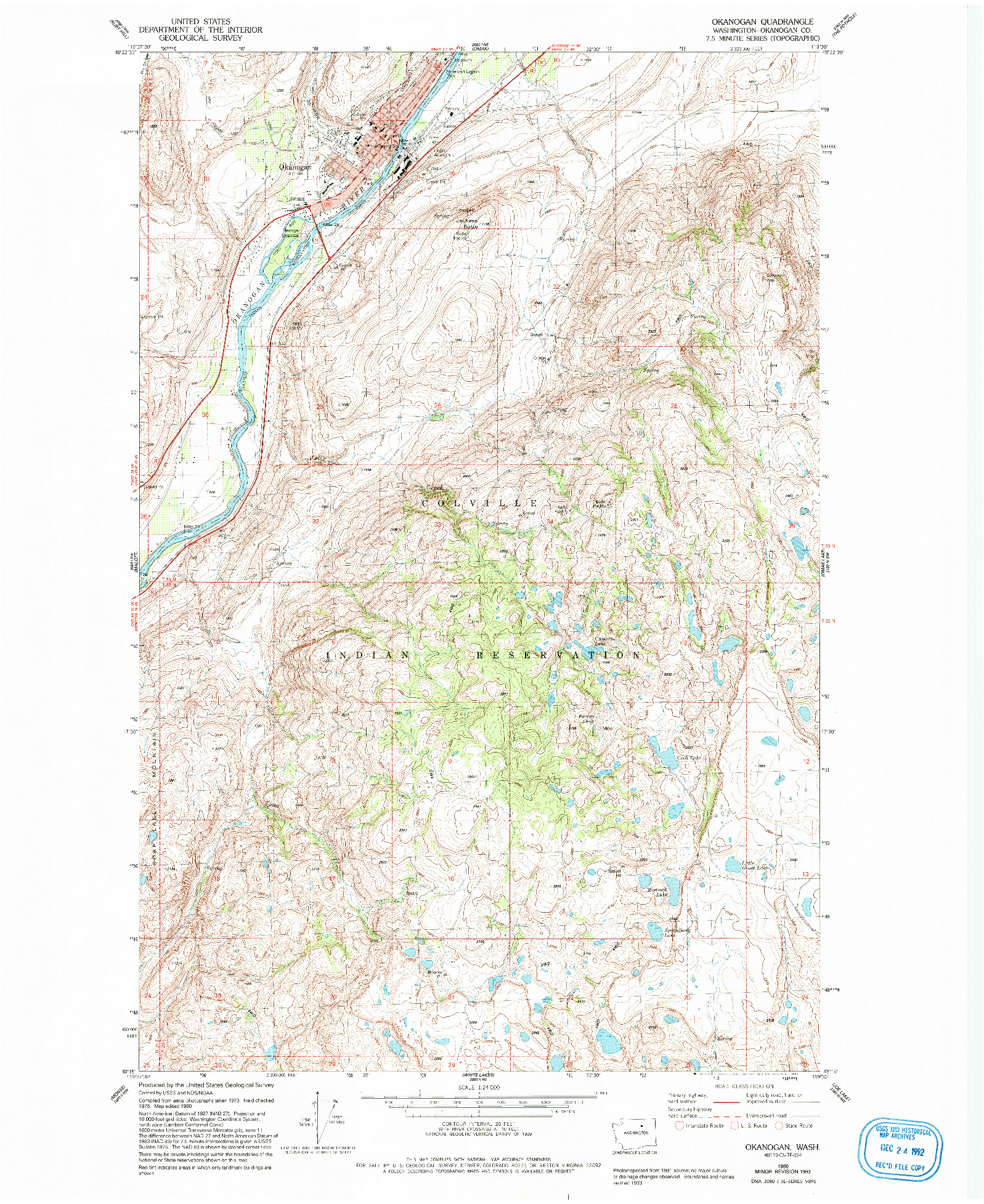 USGS 1:24000-SCALE QUADRANGLE FOR OKANOGAN, WA 1980