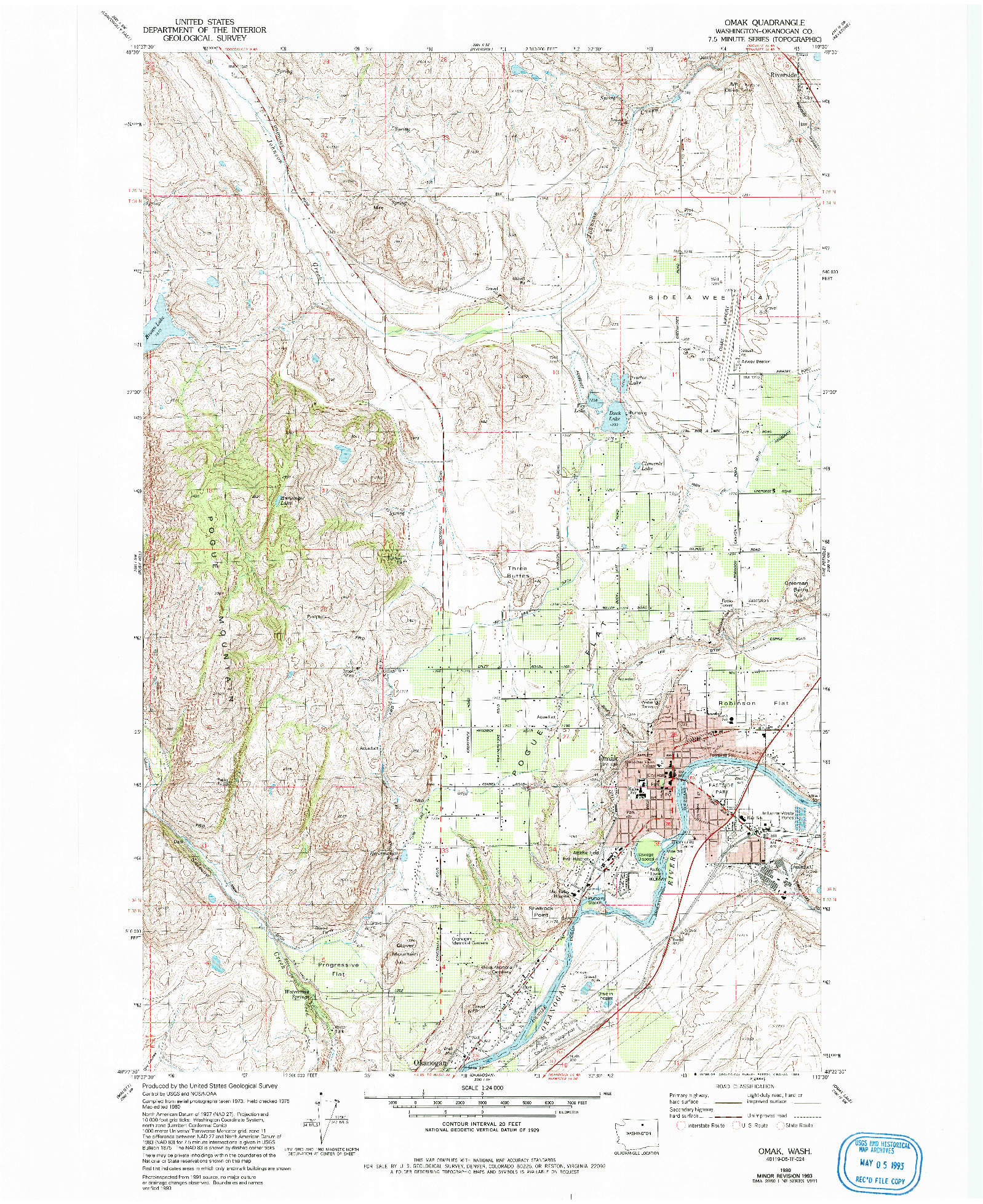 USGS 1:24000-SCALE QUADRANGLE FOR OMAK, WA 1980