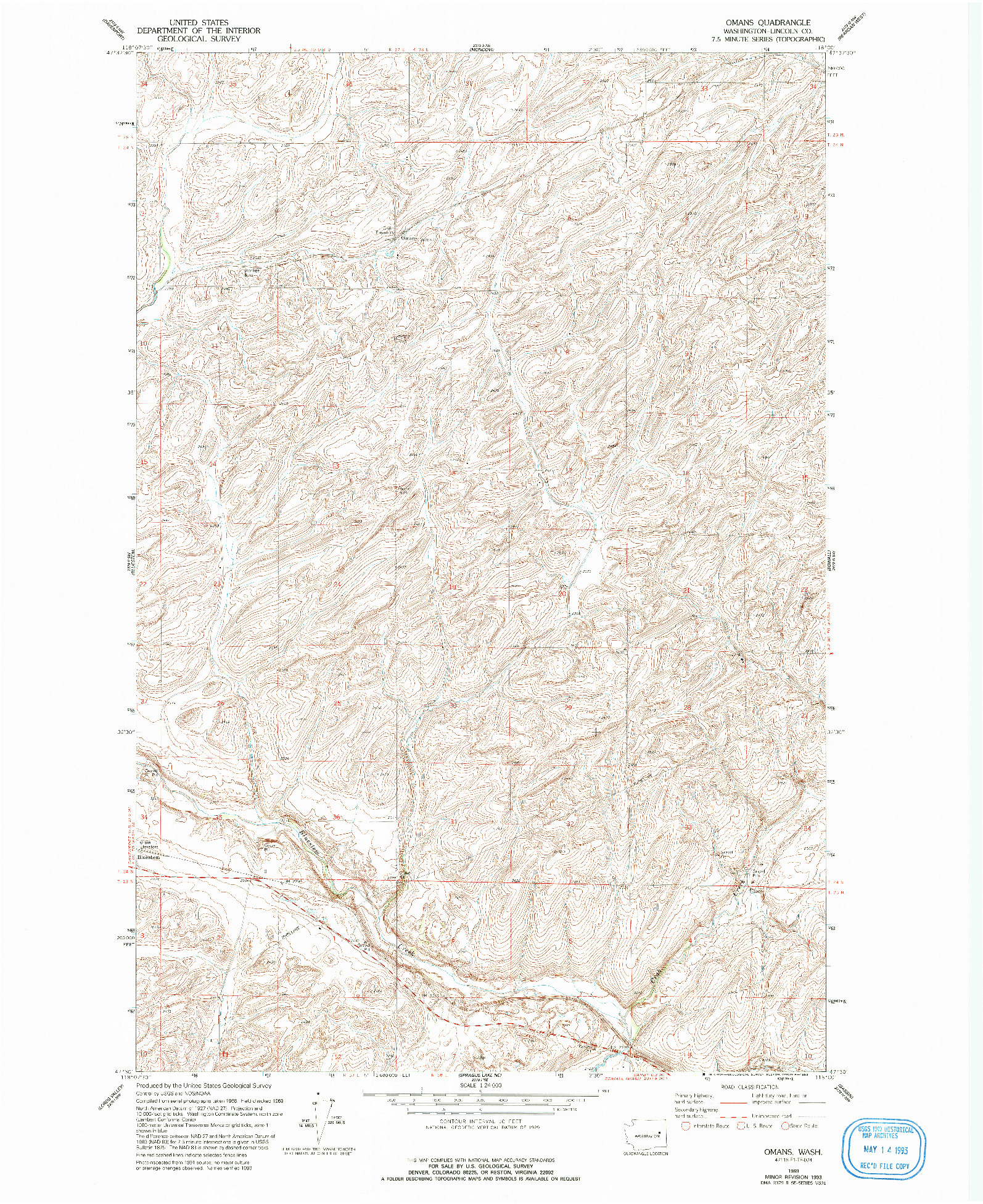 USGS 1:24000-SCALE QUADRANGLE FOR OMANS, WA 1969