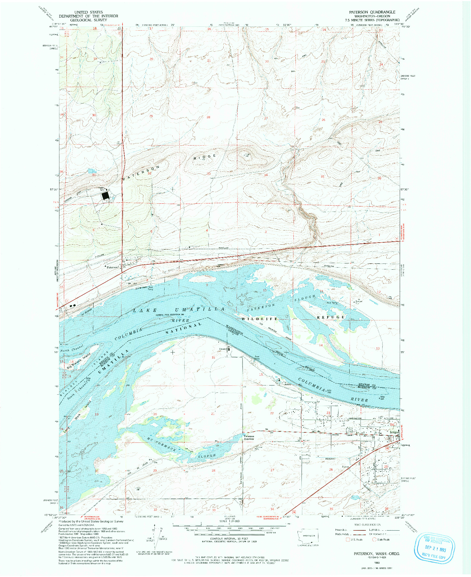 USGS 1:24000-SCALE QUADRANGLE FOR PATERSON, WA 1993