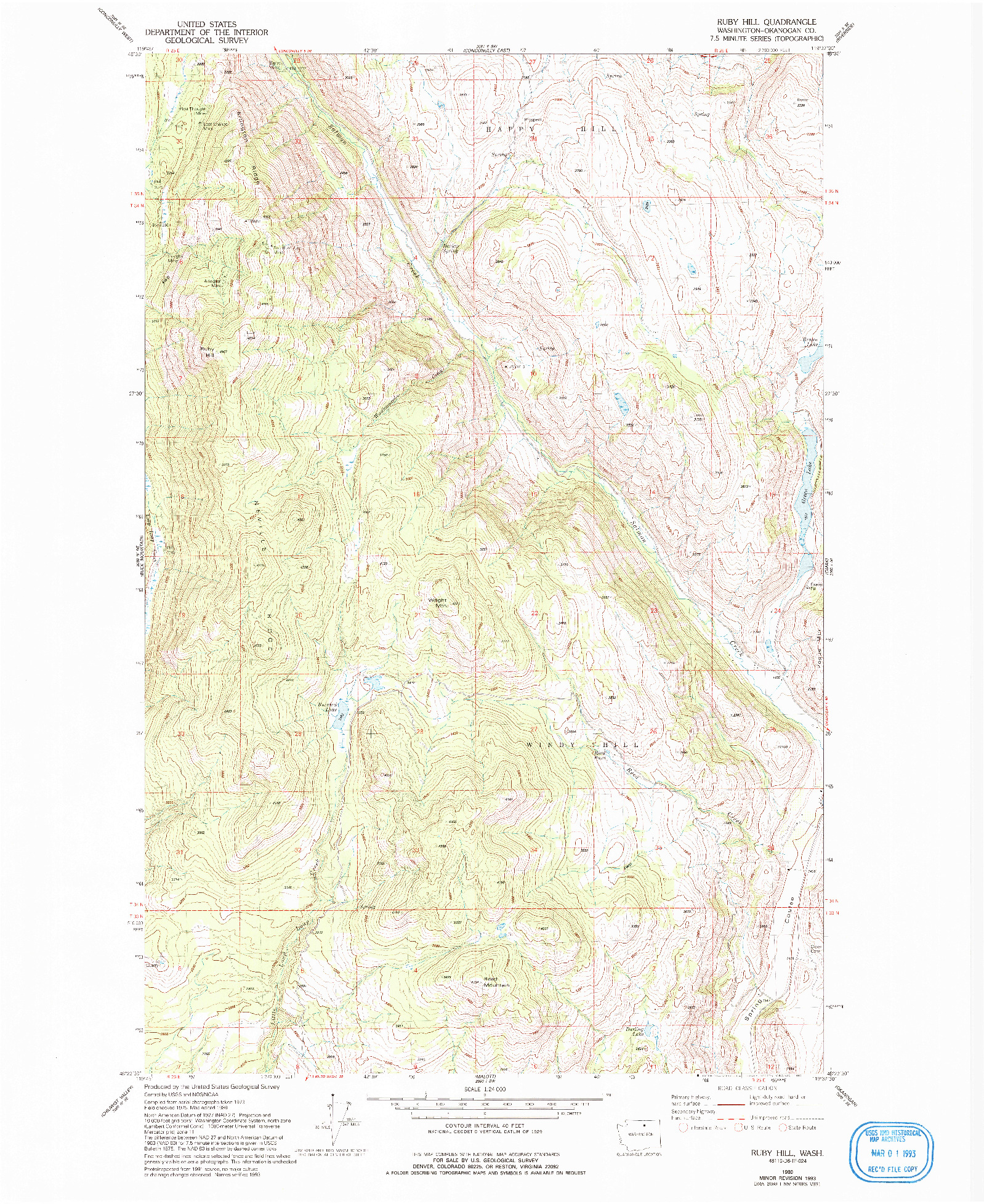 USGS 1:24000-SCALE QUADRANGLE FOR RUBY HILL, WA 1980