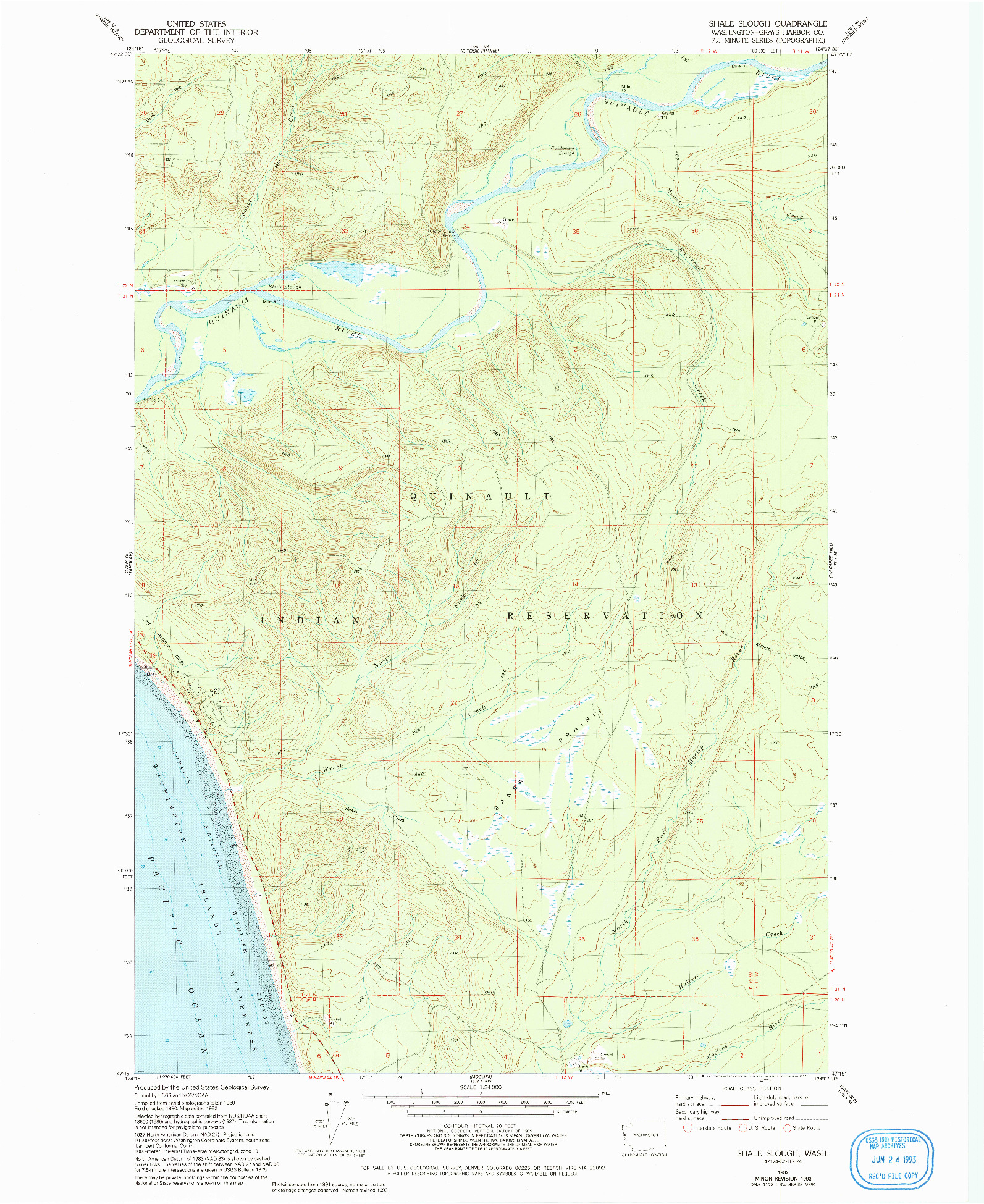 USGS 1:24000-SCALE QUADRANGLE FOR SHALE SLOUGH, WA 1982