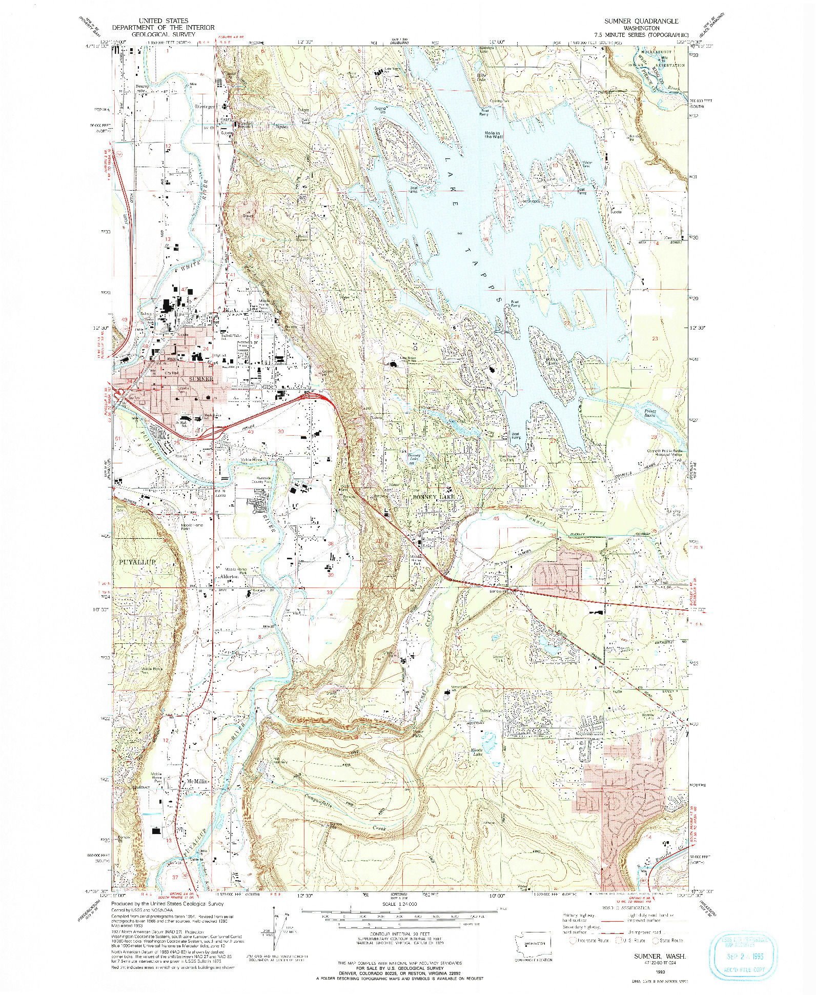 USGS 1:24000-SCALE QUADRANGLE FOR SUMNER, WA 1993