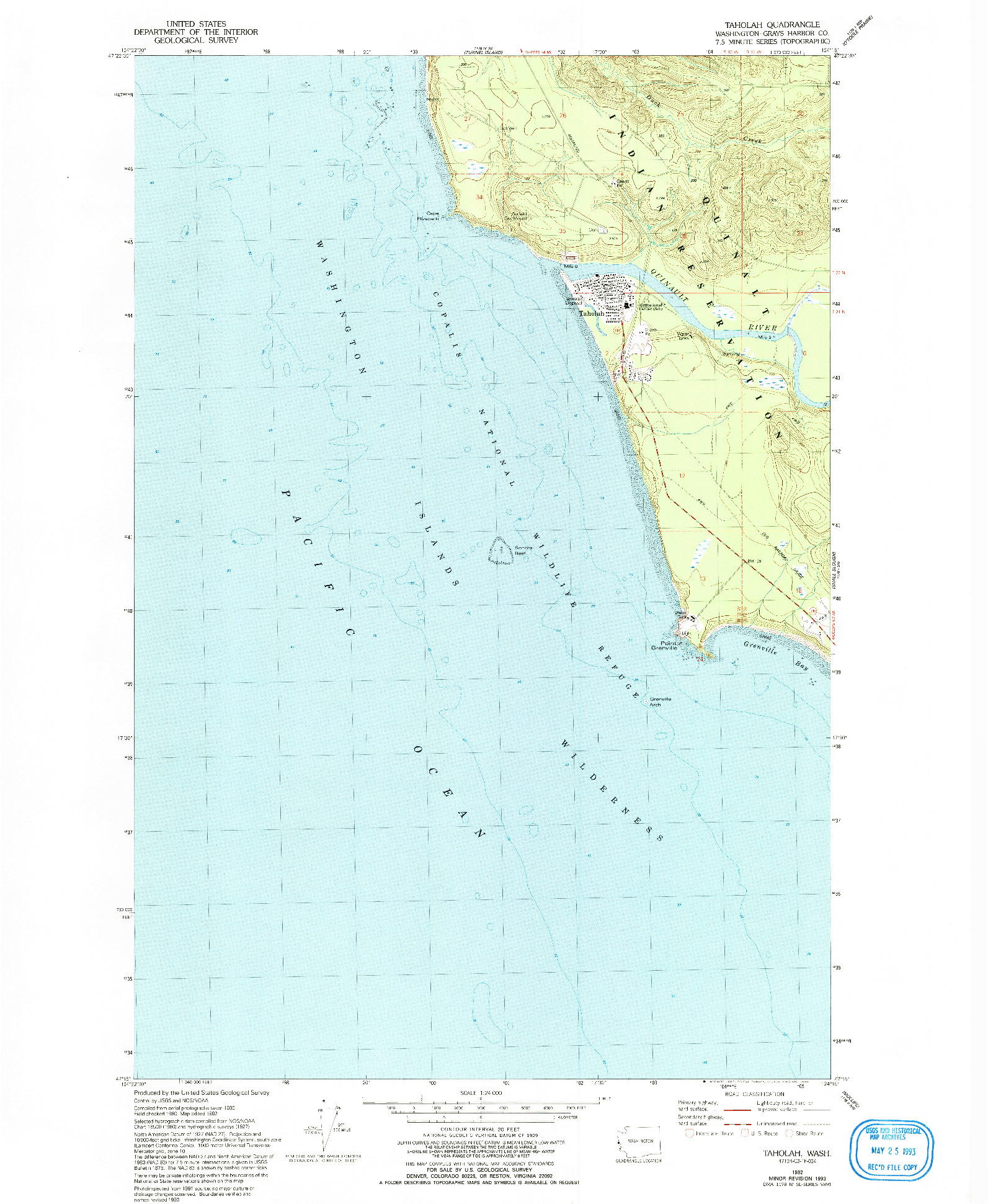 USGS 1:24000-SCALE QUADRANGLE FOR TAHOLAH, WA 1982