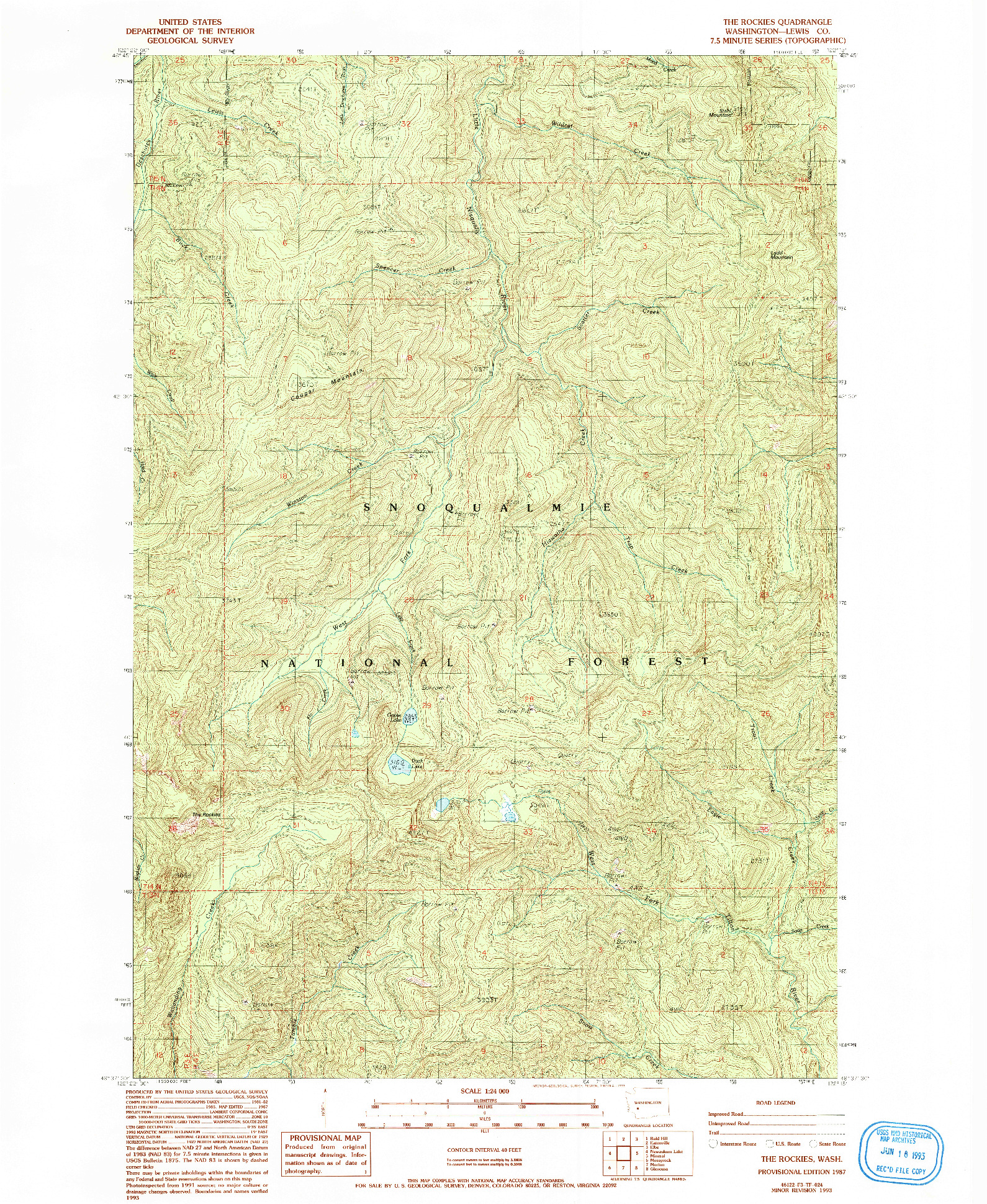 USGS 1:24000-SCALE QUADRANGLE FOR THE ROCKIES, WA 1987