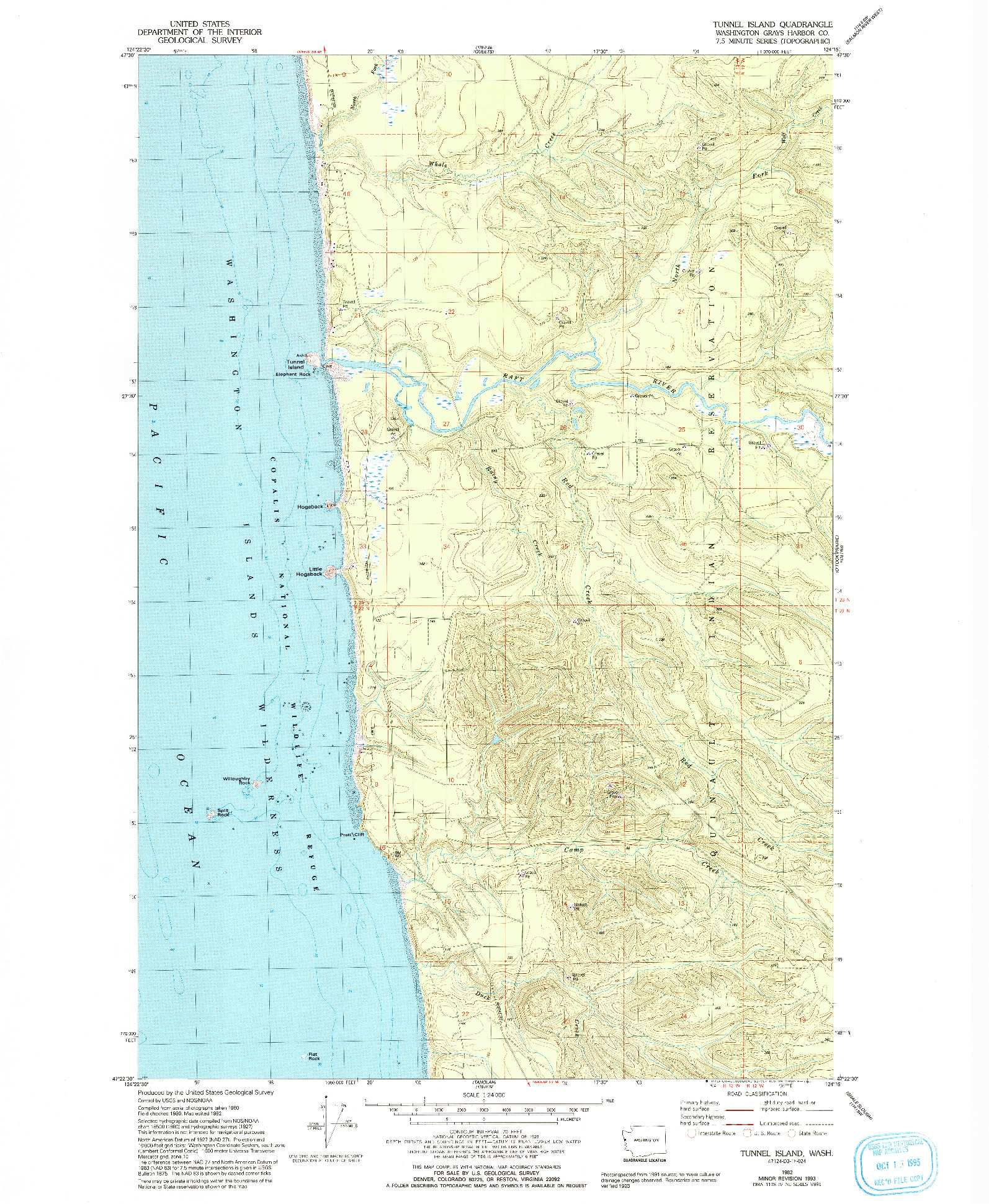 USGS 1:24000-SCALE QUADRANGLE FOR TUNNEL ISLAND, WA 1982