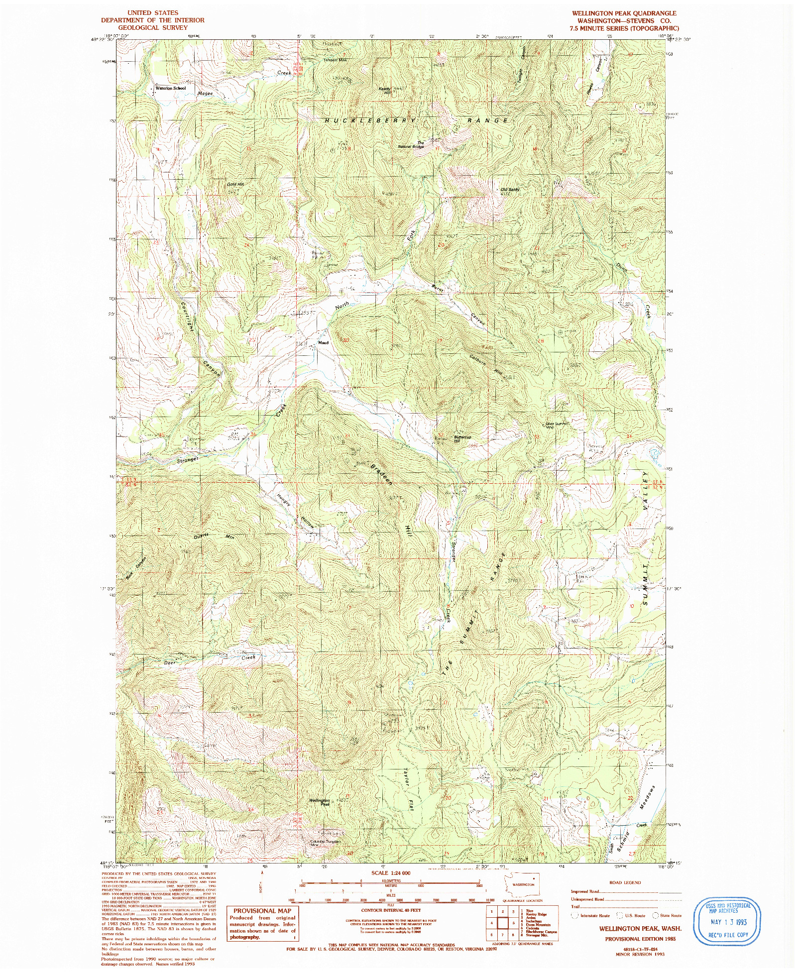 USGS 1:24000-SCALE QUADRANGLE FOR WELLINGTON PEAK, WA 1985