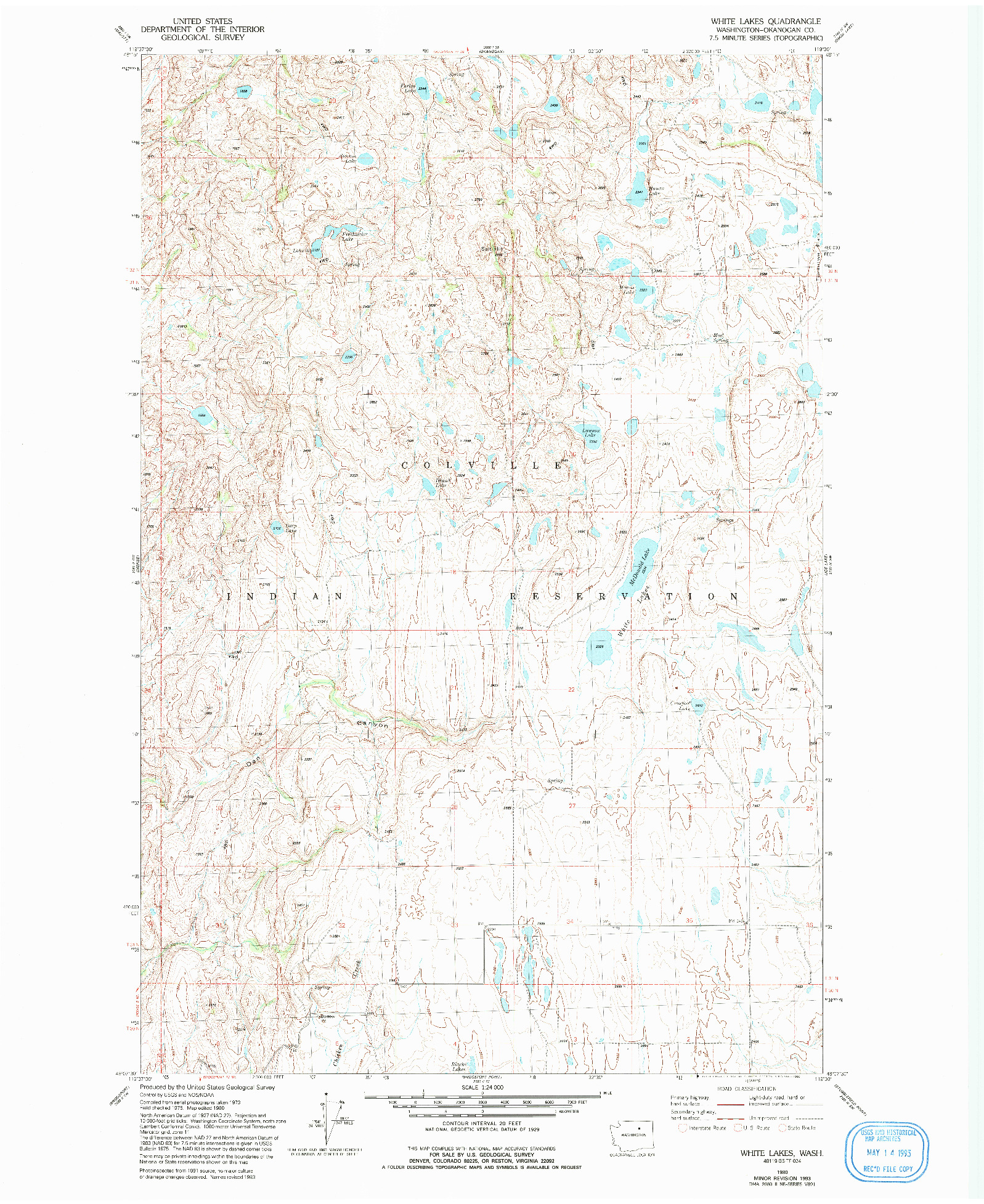 USGS 1:24000-SCALE QUADRANGLE FOR WHITE LAKES, WA 1980