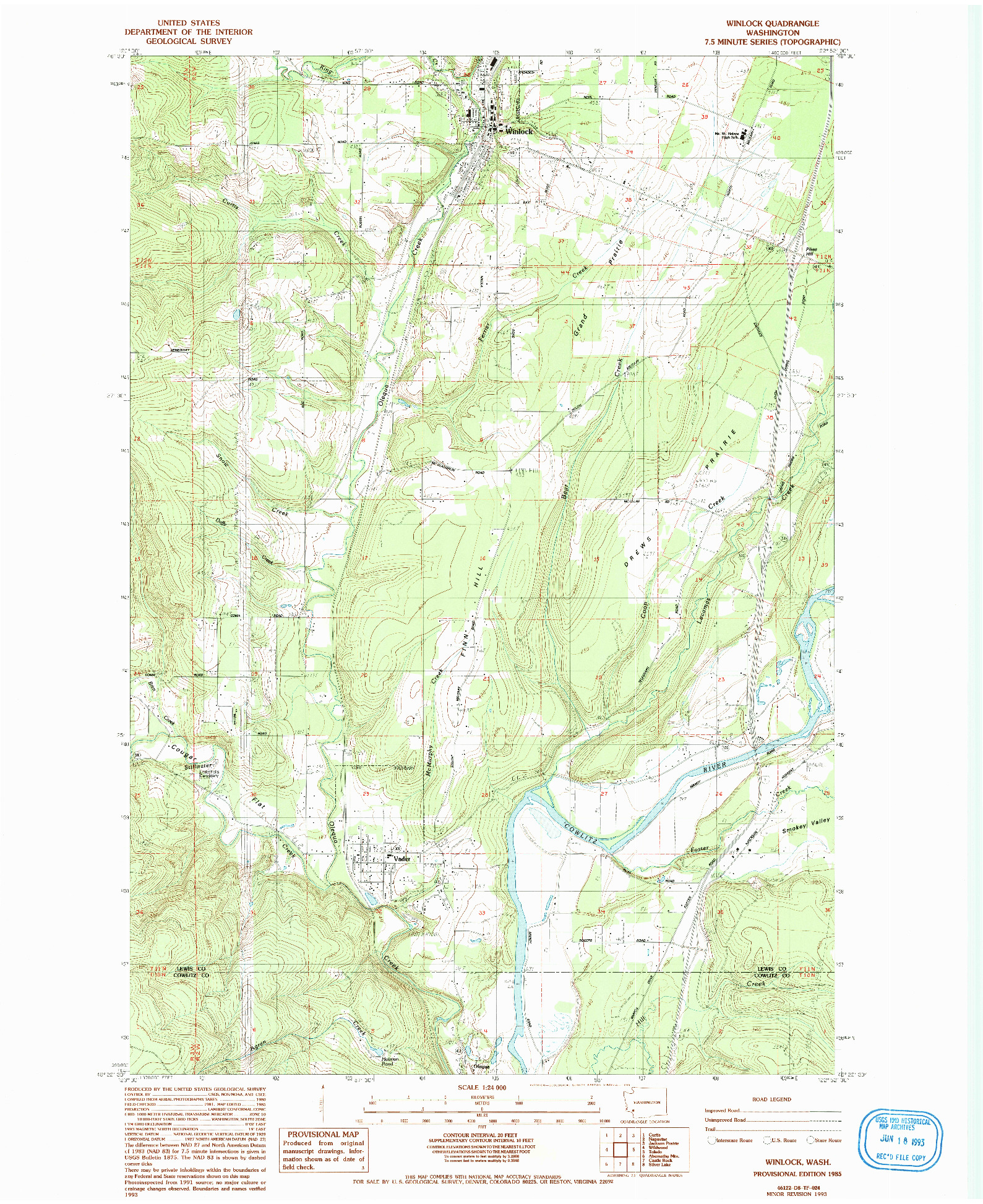 USGS 1:24000-SCALE QUADRANGLE FOR WINLOCK, WA 1985