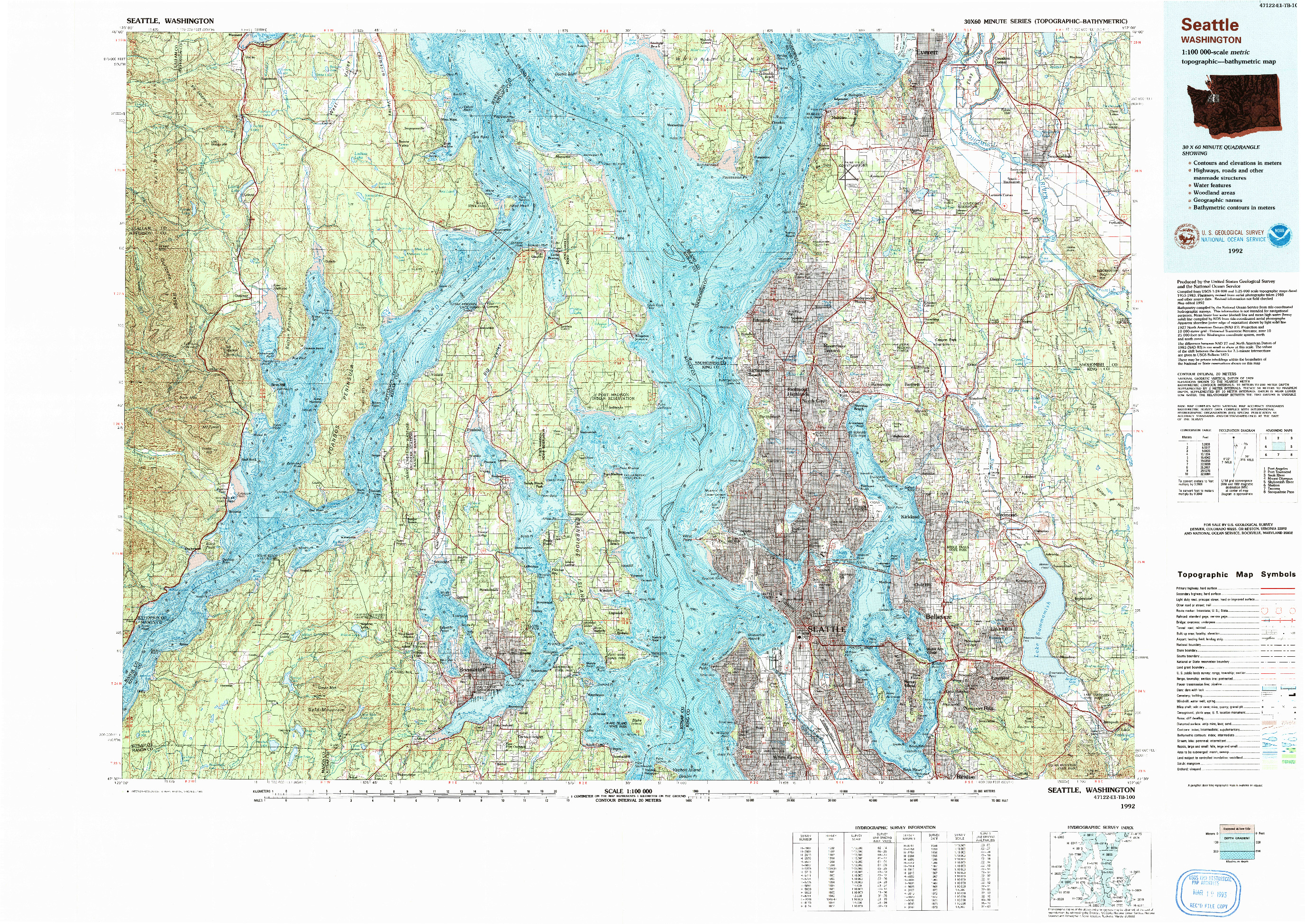 USGS 1:100000-SCALE QUADRANGLE FOR SEATTLE, WA 1992