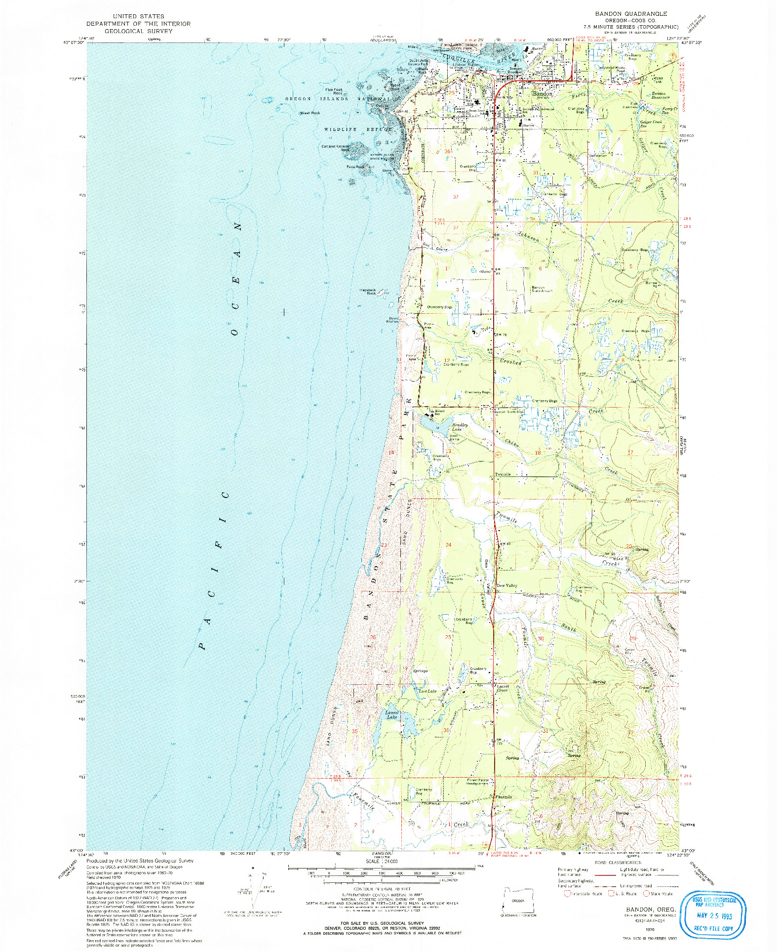 USGS 1:24000-SCALE QUADRANGLE FOR BANDON, OR 1970