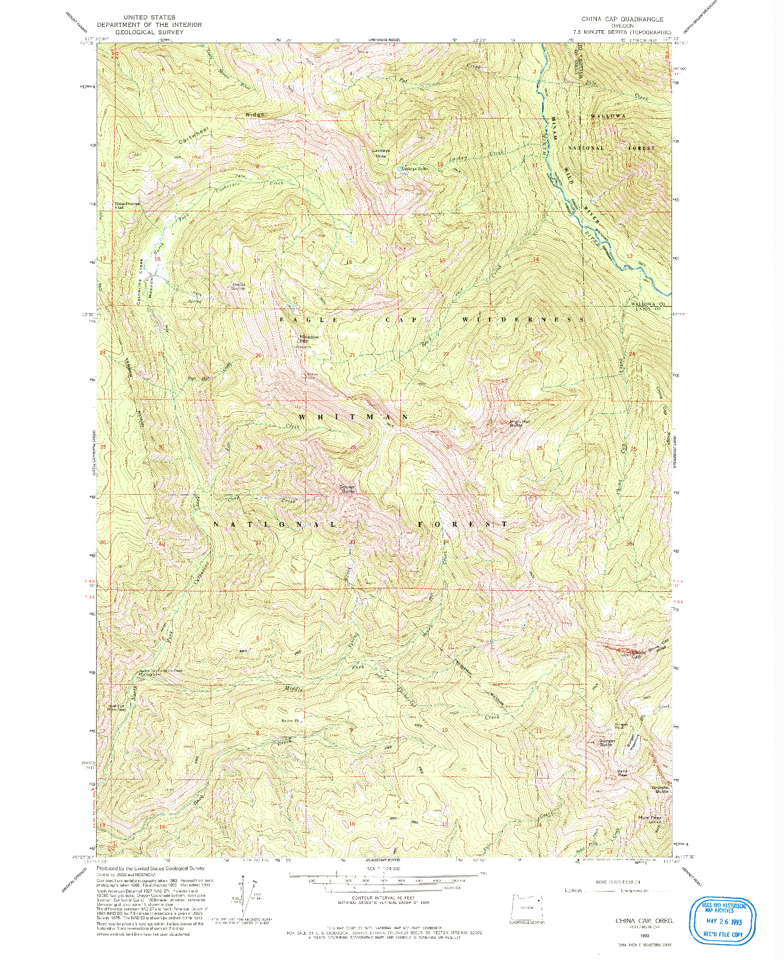 USGS 1:24000-SCALE QUADRANGLE FOR CHINA CAP, OR 1993