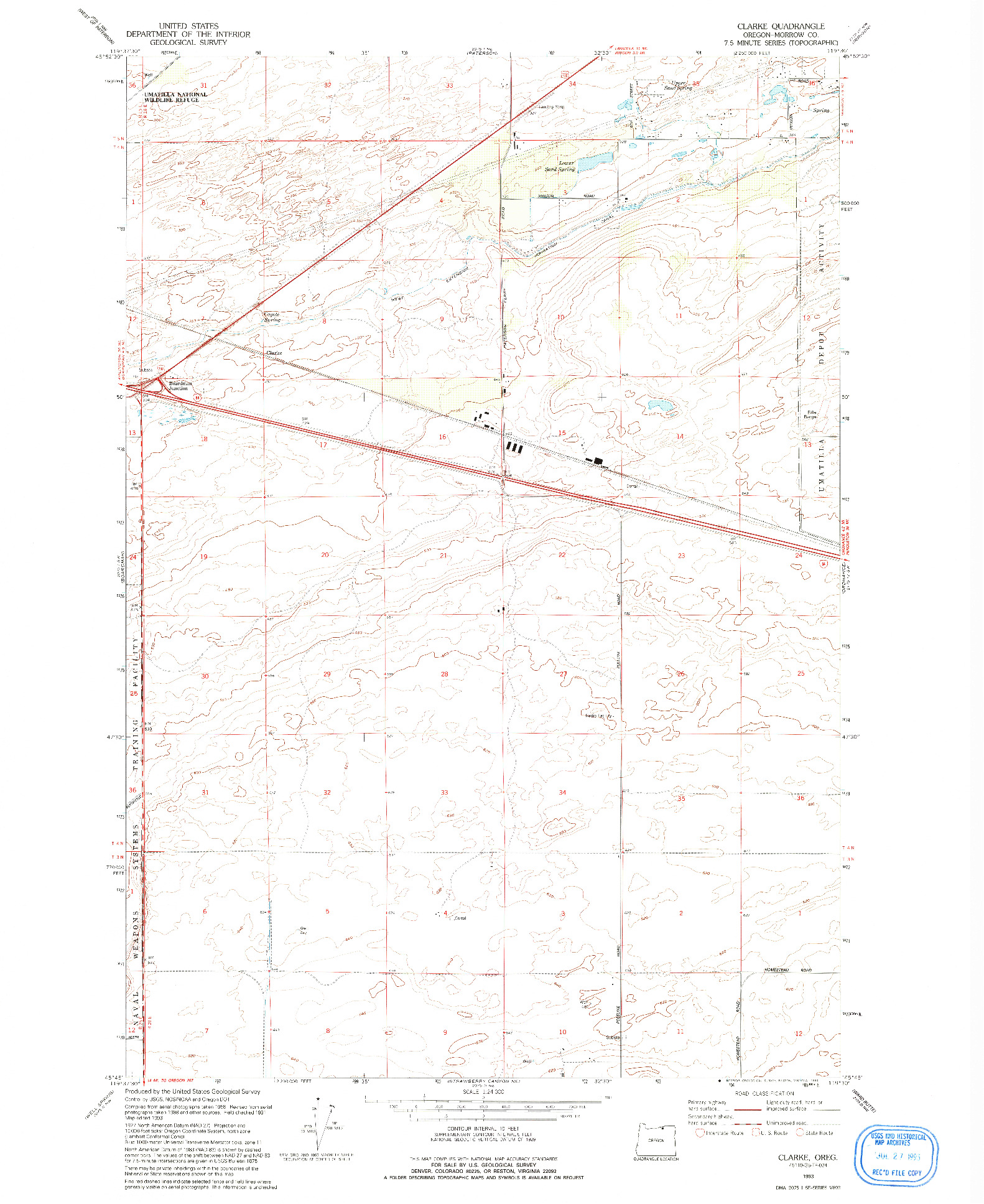 USGS 1:24000-SCALE QUADRANGLE FOR CLARKE, OR 1993