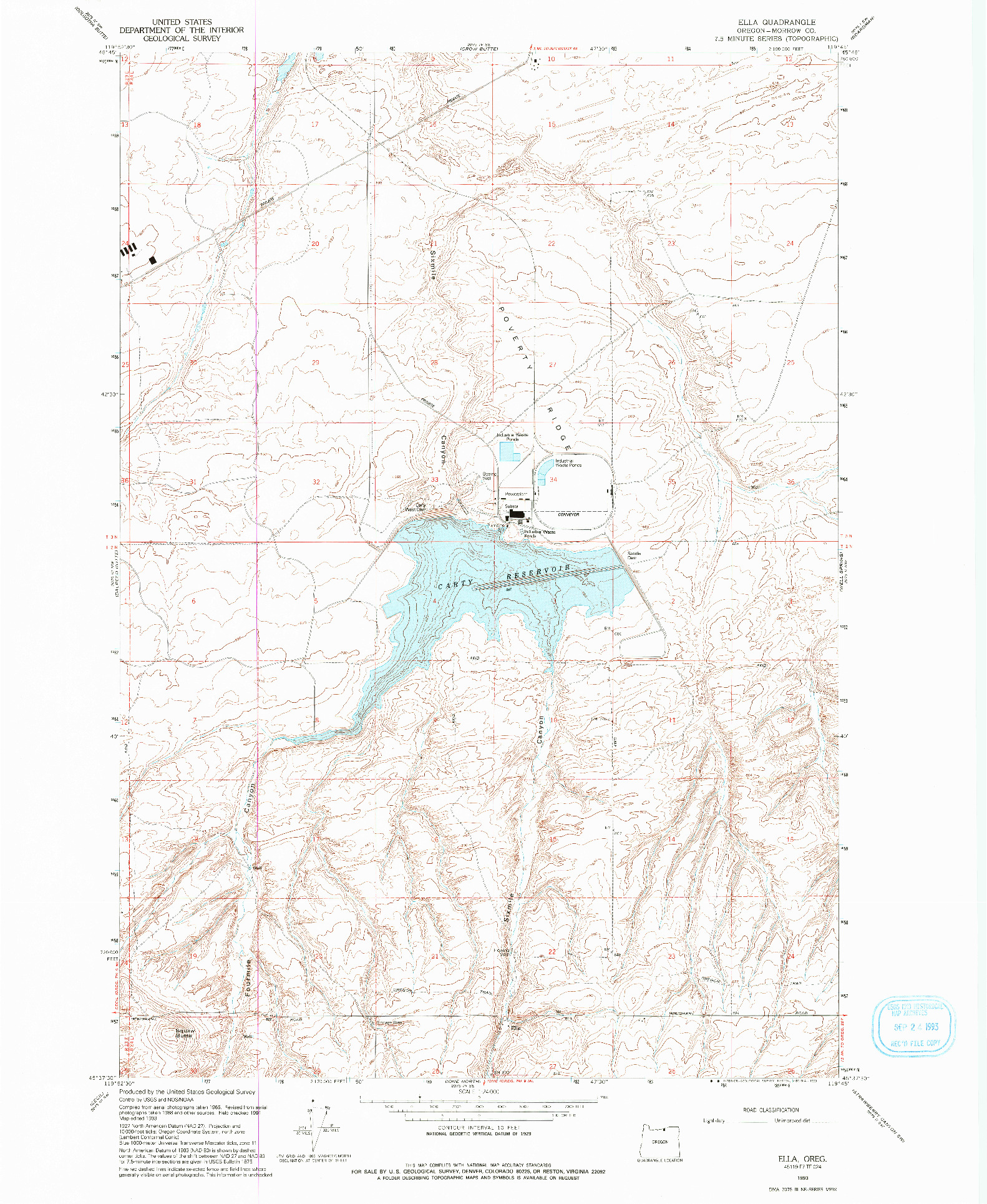 USGS 1:24000-SCALE QUADRANGLE FOR ELLA, OR 1993