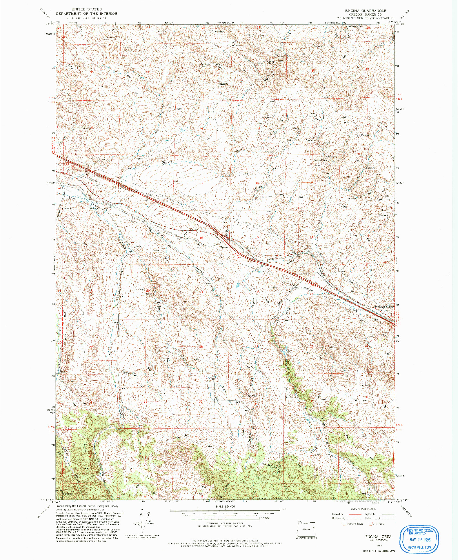 USGS 1:24000-SCALE QUADRANGLE FOR ENCINA, OR 1993