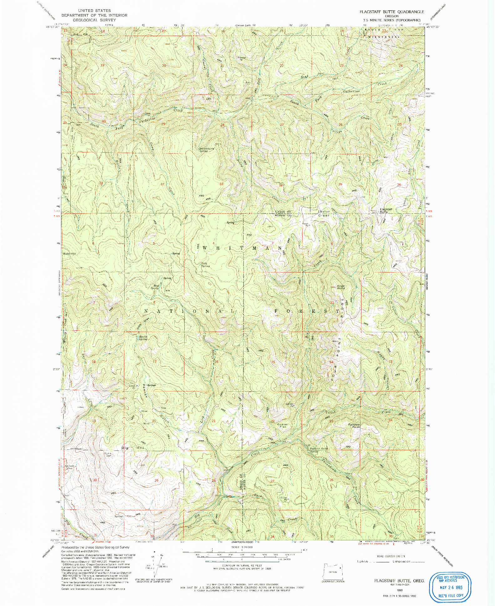 USGS 1:24000-SCALE QUADRANGLE FOR FLAGSTAFF BUTTE, OR 1993