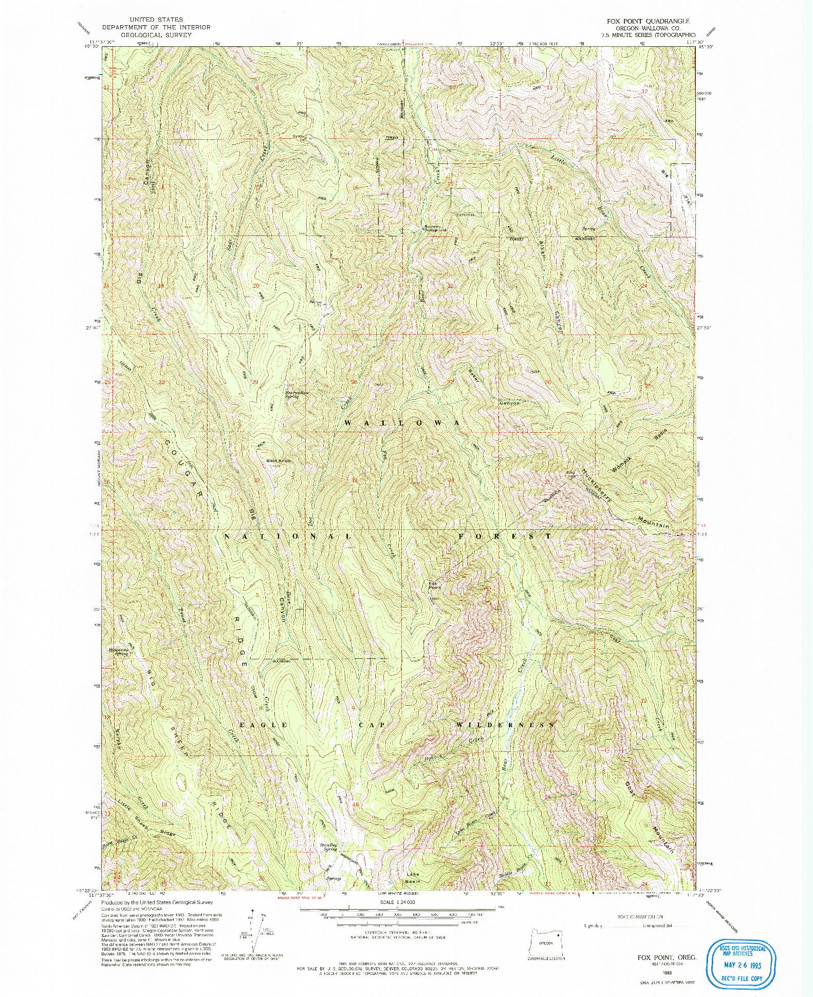 USGS 1:24000-SCALE QUADRANGLE FOR FOX POINT, OR 1993