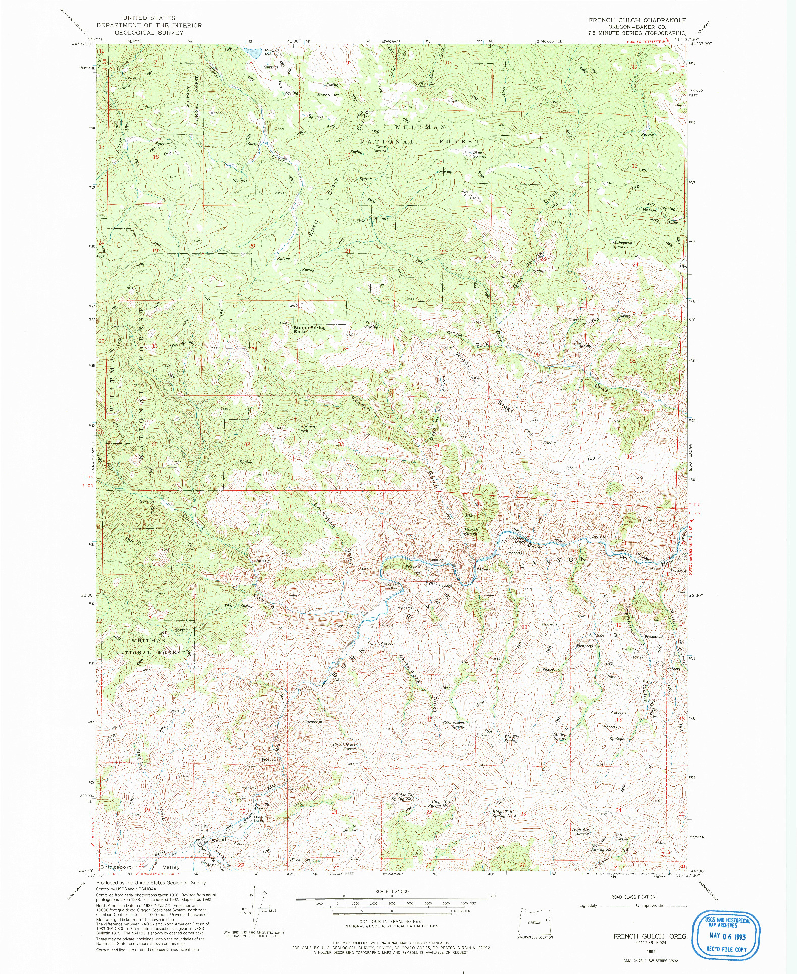 USGS 1:24000-SCALE QUADRANGLE FOR FRENCH GULCH, OR 1992