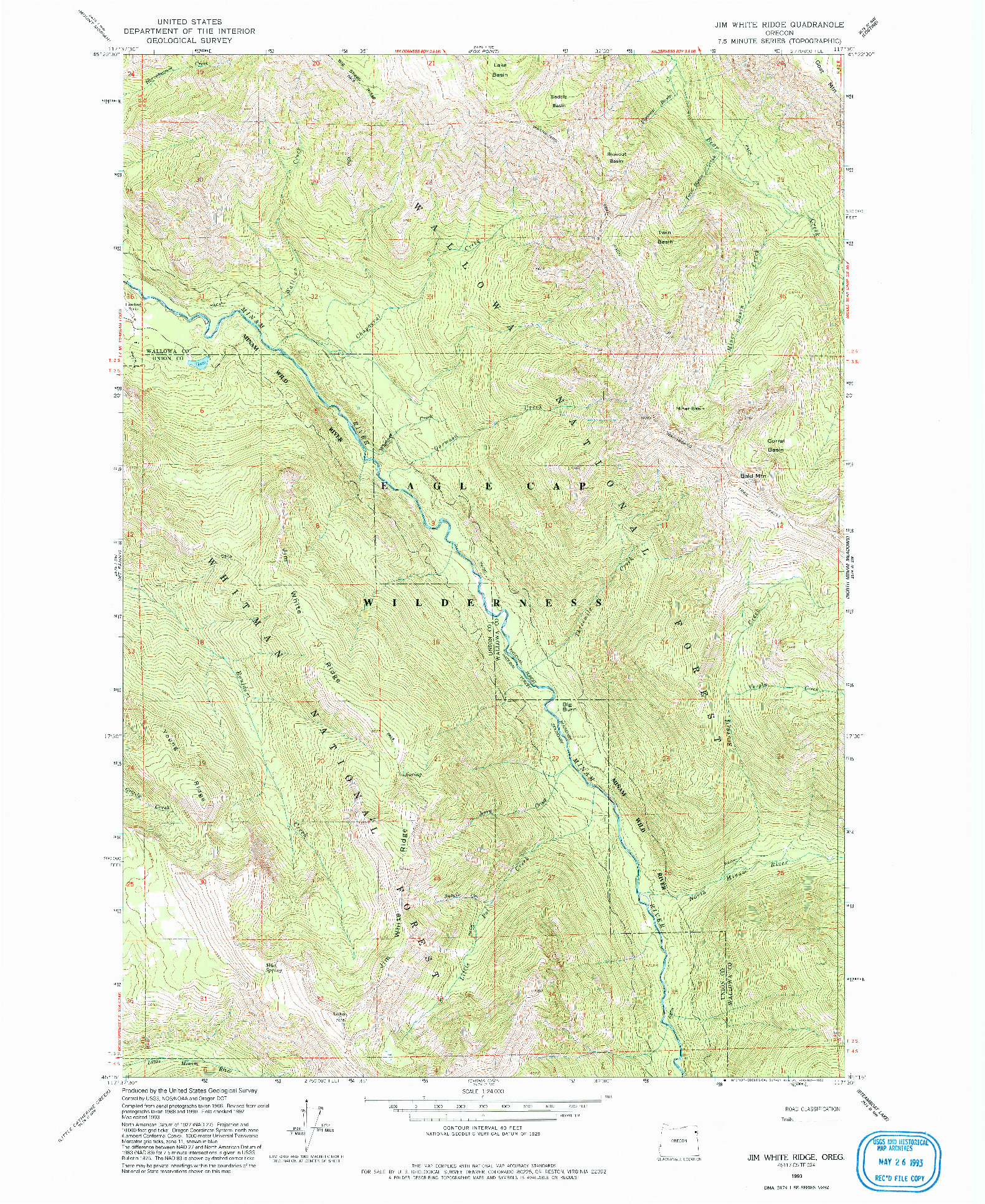 USGS 1:24000-SCALE QUADRANGLE FOR JIM WHITE RIDGE, OR 1993