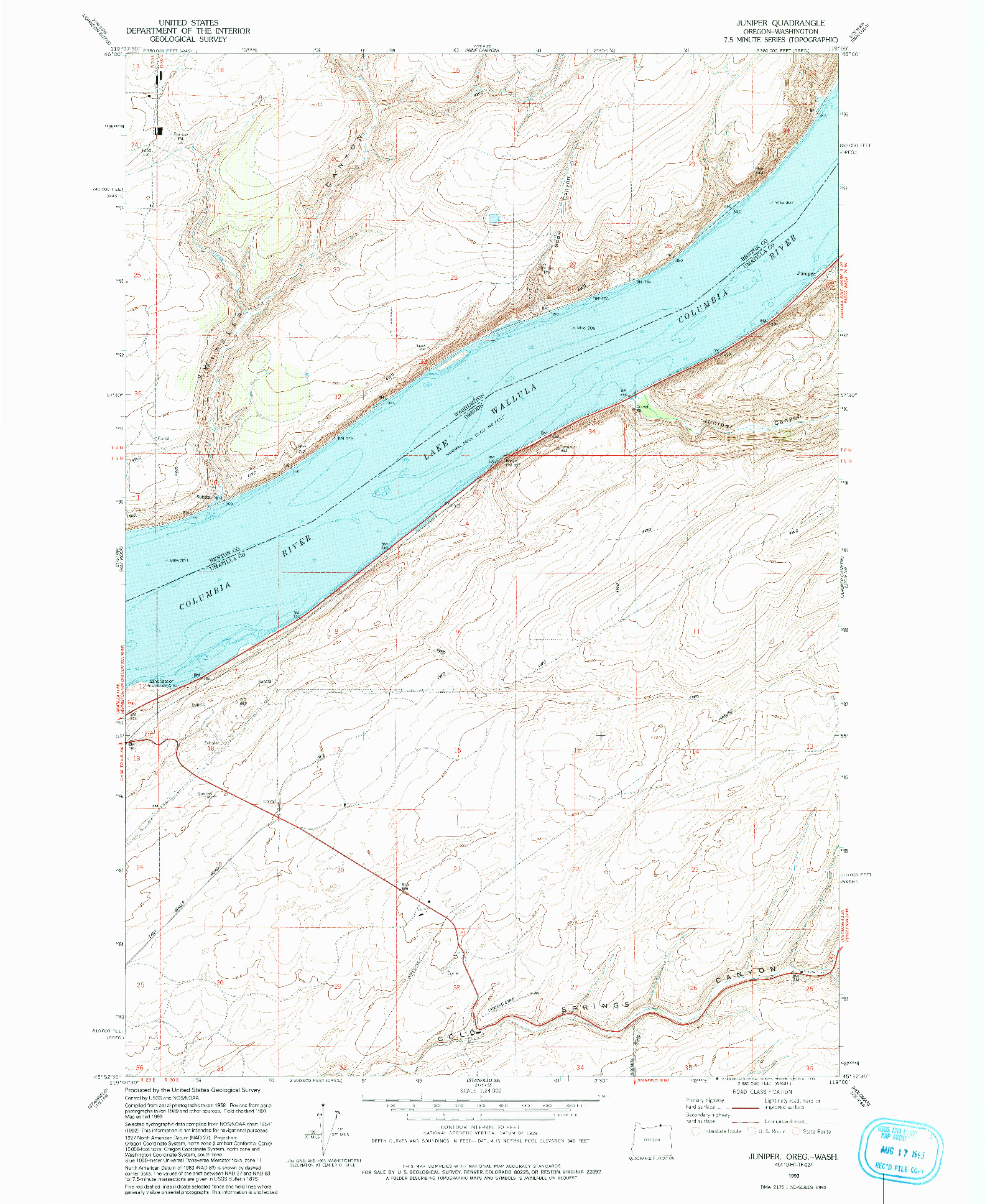 USGS 1:24000-SCALE QUADRANGLE FOR JUNIPER, OR 1993