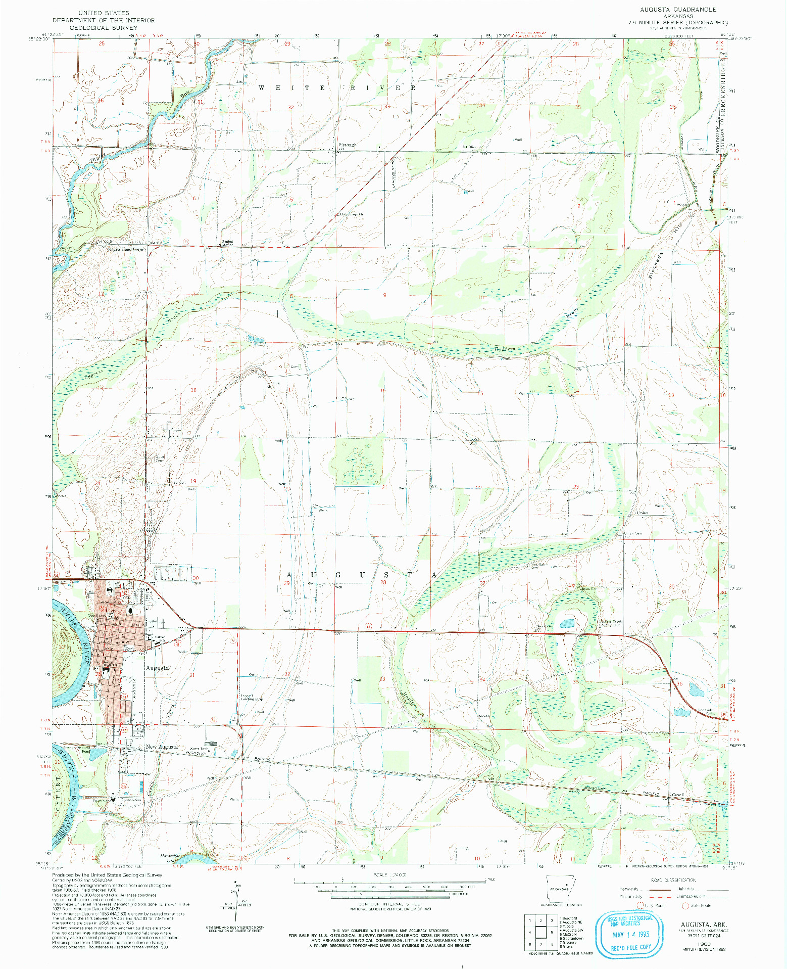 USGS 1:24000-SCALE QUADRANGLE FOR AUGUSTA, AR 1968