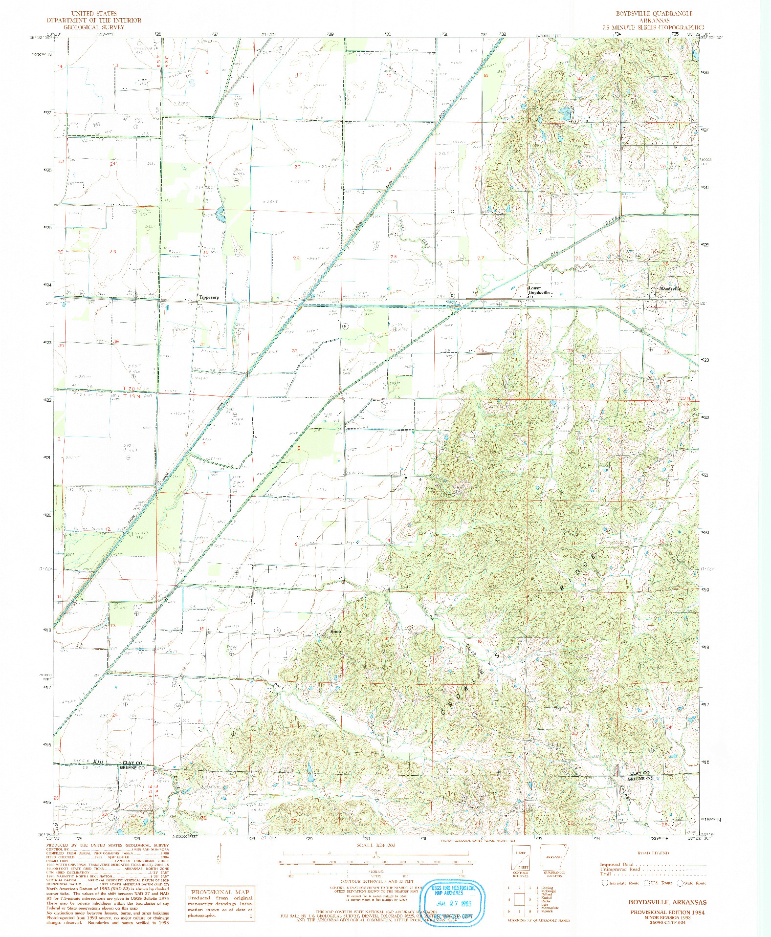USGS 1:24000-SCALE QUADRANGLE FOR BOYDSVILLE, AR 1984
