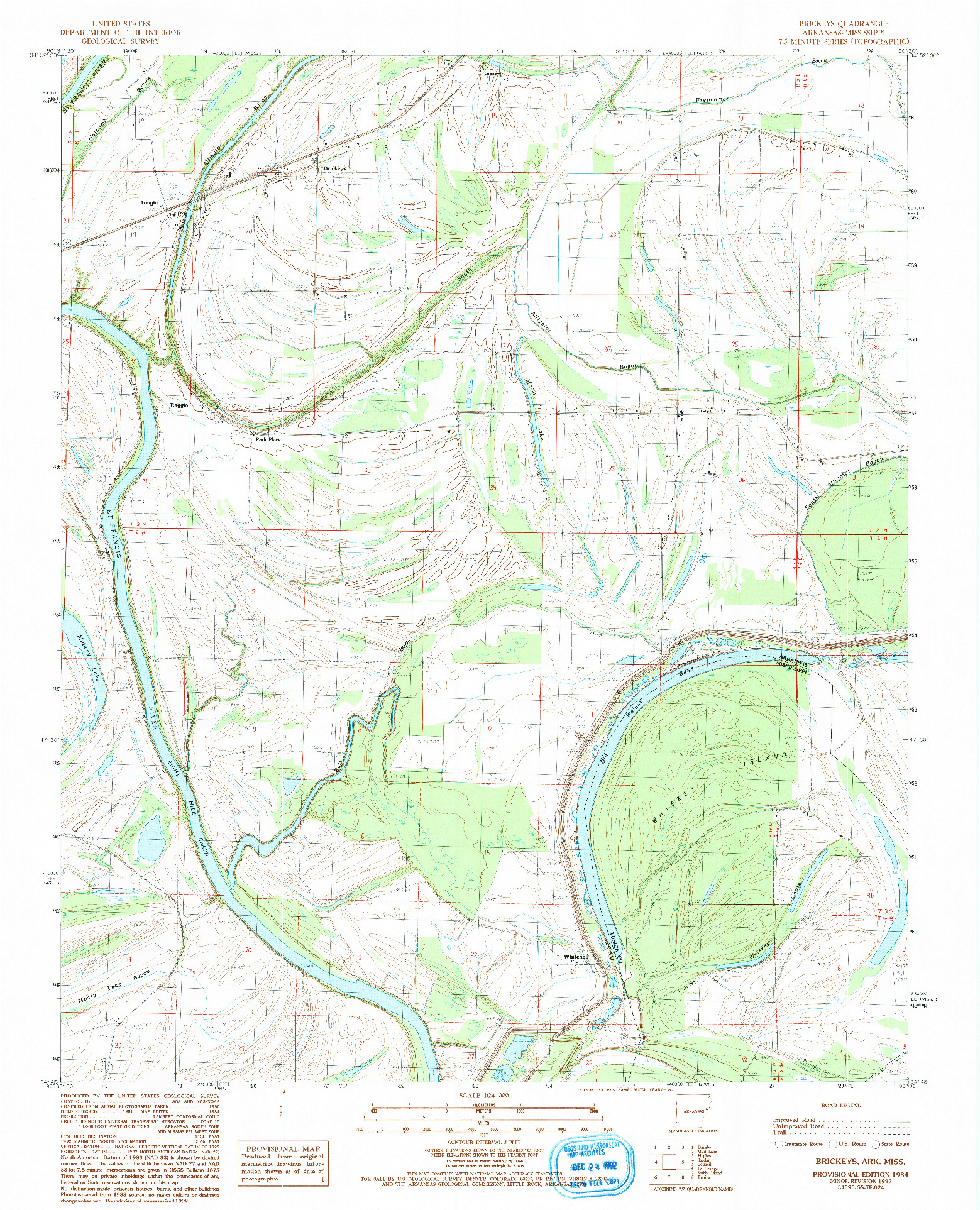 USGS 1:24000-SCALE QUADRANGLE FOR BRICKEYS, AR 1984