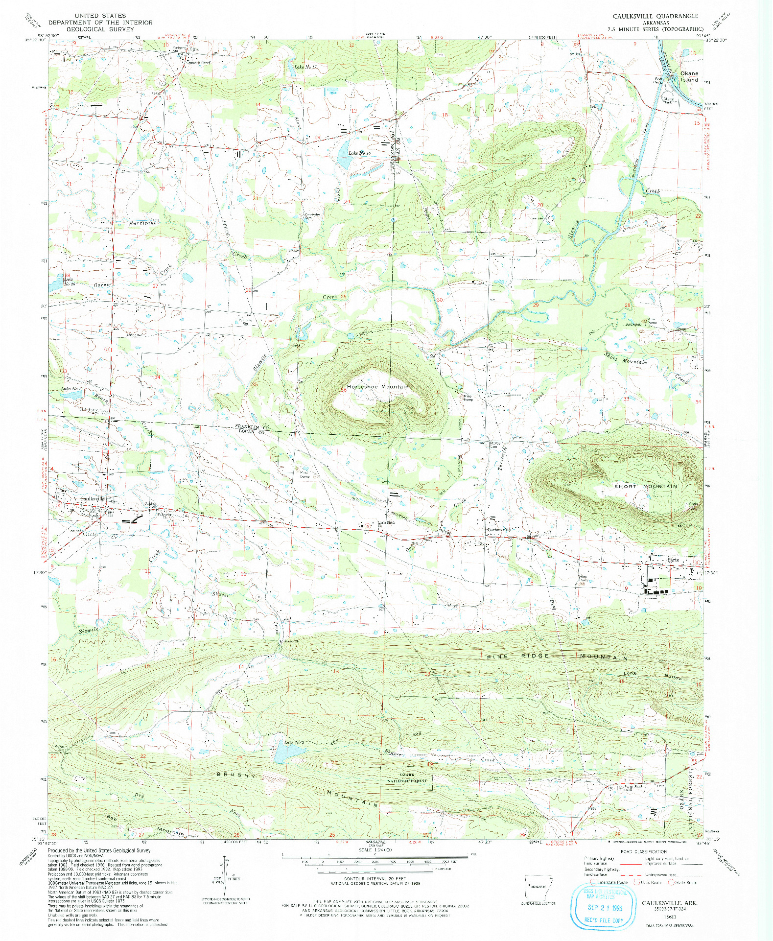 USGS 1:24000-SCALE QUADRANGLE FOR CAULKSVILLE, AR 1993