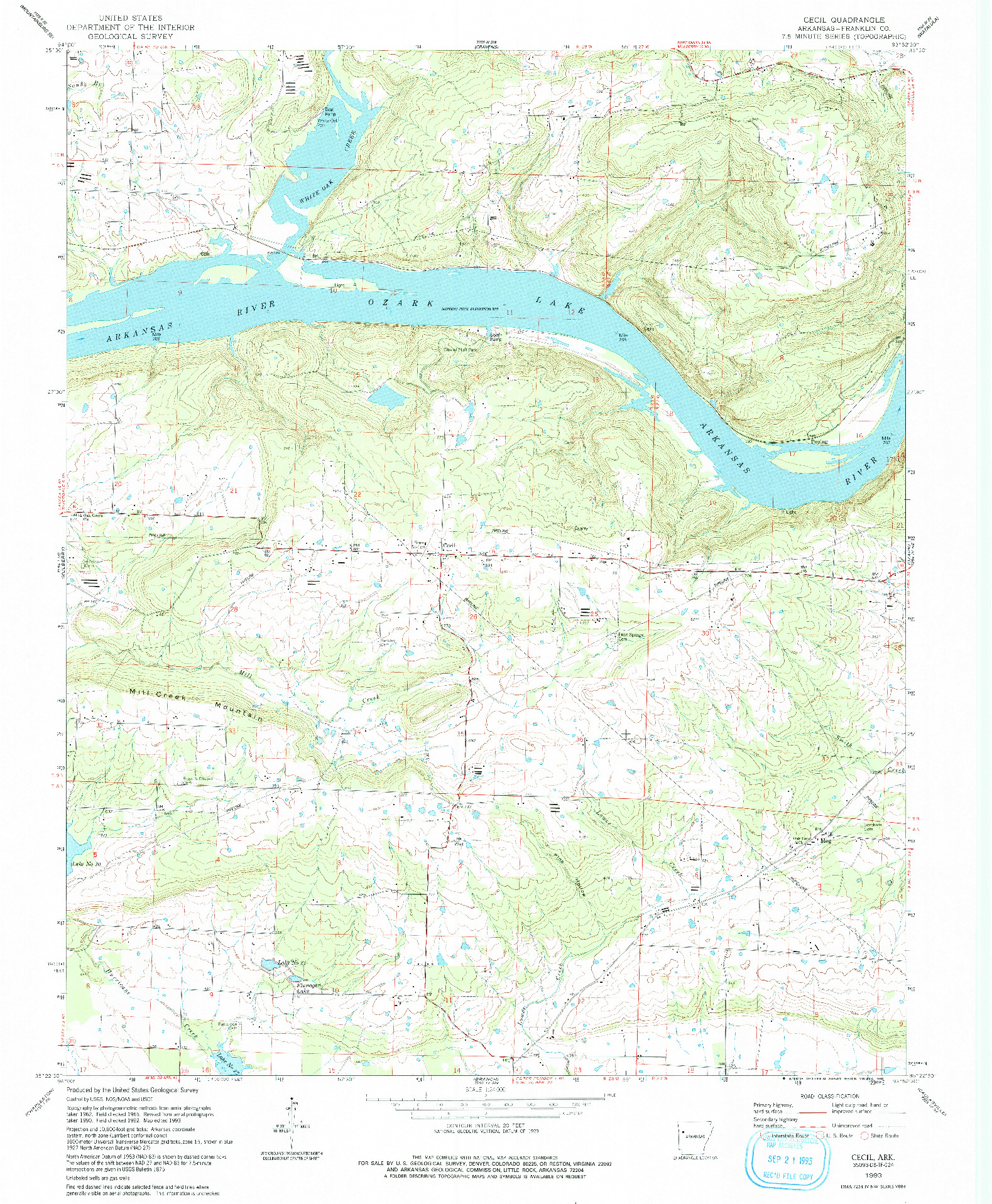 USGS 1:24000-SCALE QUADRANGLE FOR CECIL, AR 1993